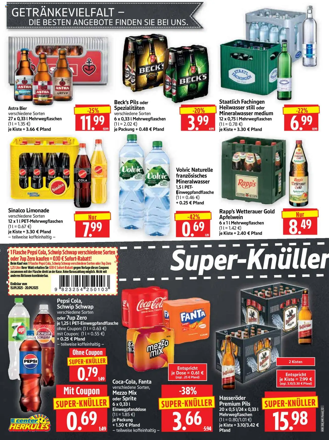 HERKULES Prospekt 	 – gültig ab 15.09.2025 | Seite: 12 | Produkte: Sinalco, Sprite, Bier, Volvic
