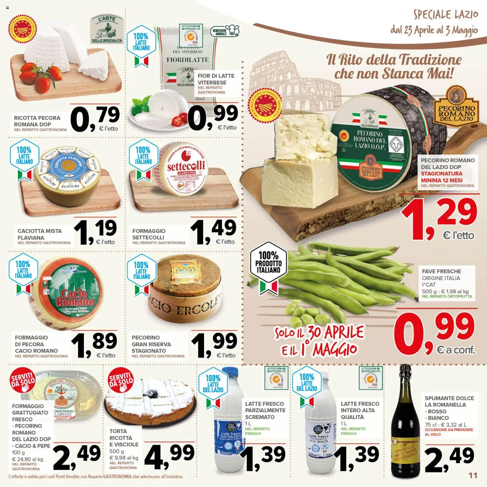 Volantino Todis del 23.04.2026 | Pagina: 11 | Prodotti: Pepe, Latte, Formaggio, Pecorino Romano