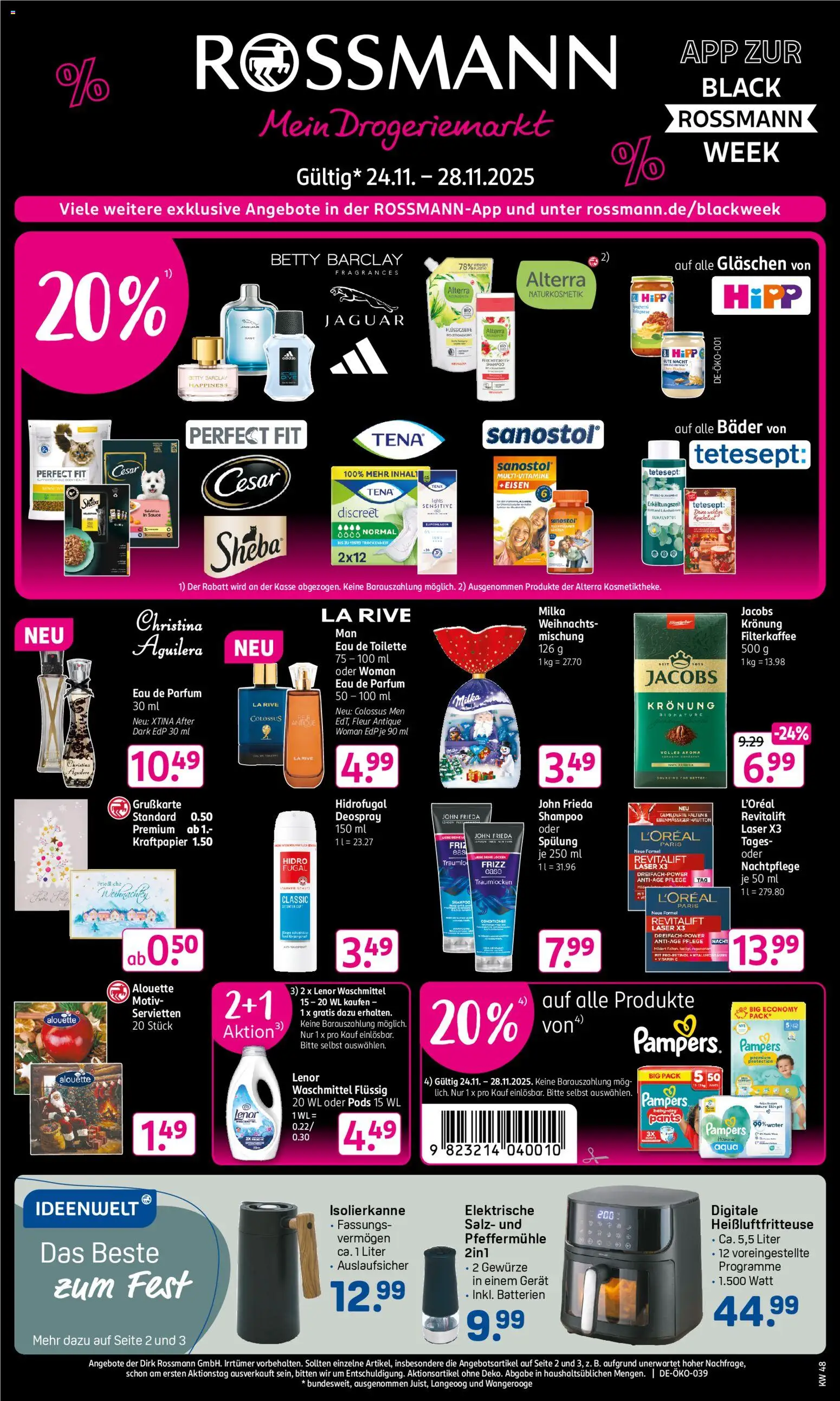 Rossmann - Black Friday – gültig ab 24.11.2025 | Seite: 1 | Produkte: Lenor, Toilette, Deodorant, Salz