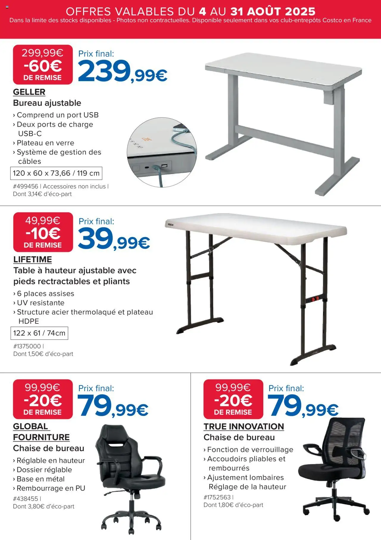  | Page: 8 | Produits: Bureau, Plateau, Chaise de bureau, Chaise