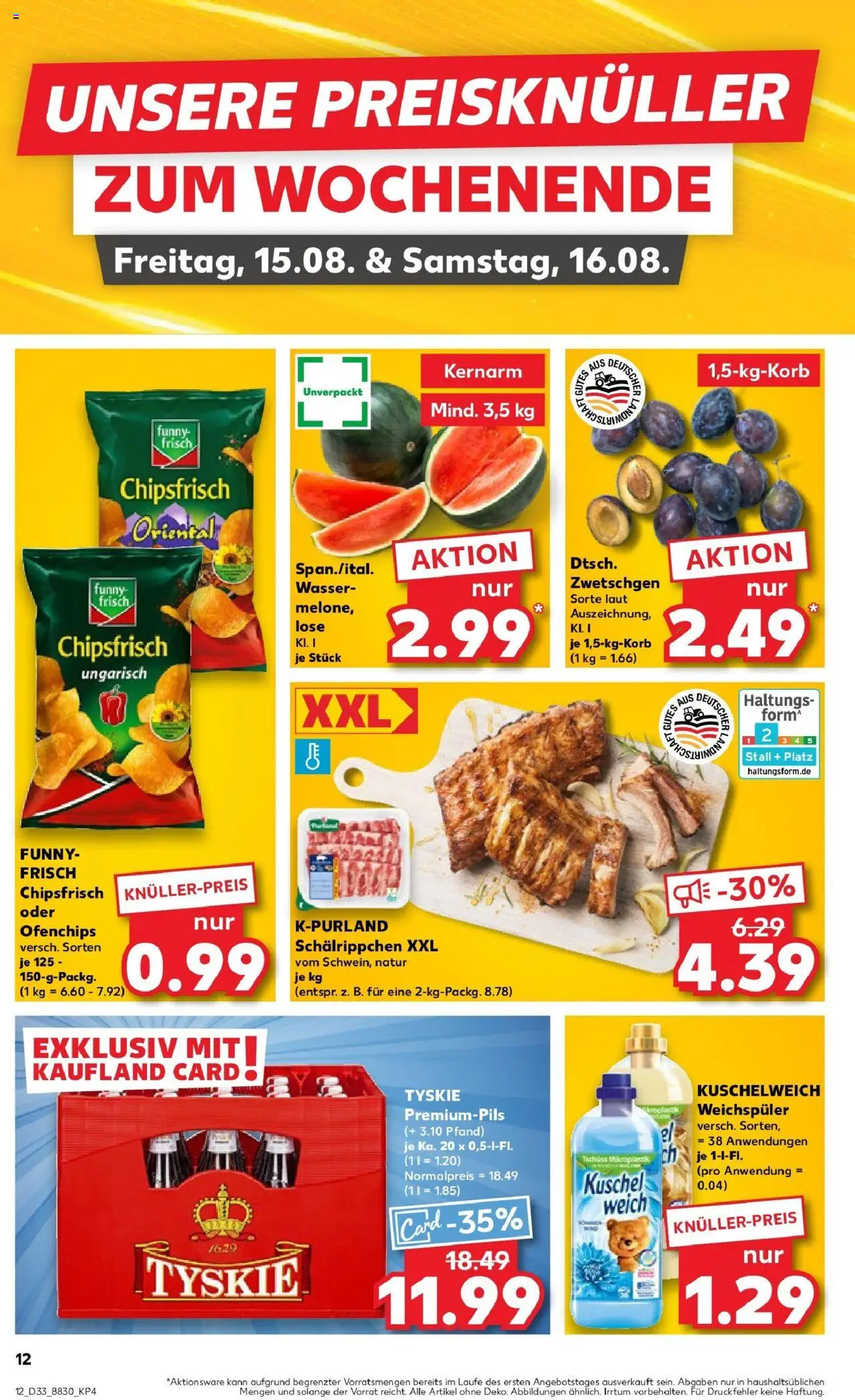 Kaufland prospekt Barsinghausen	 - gültig ab dem 18.08.2025 | Seite: 33 | Produkte: Tyskie, Wasser, Weichspüler, Chips