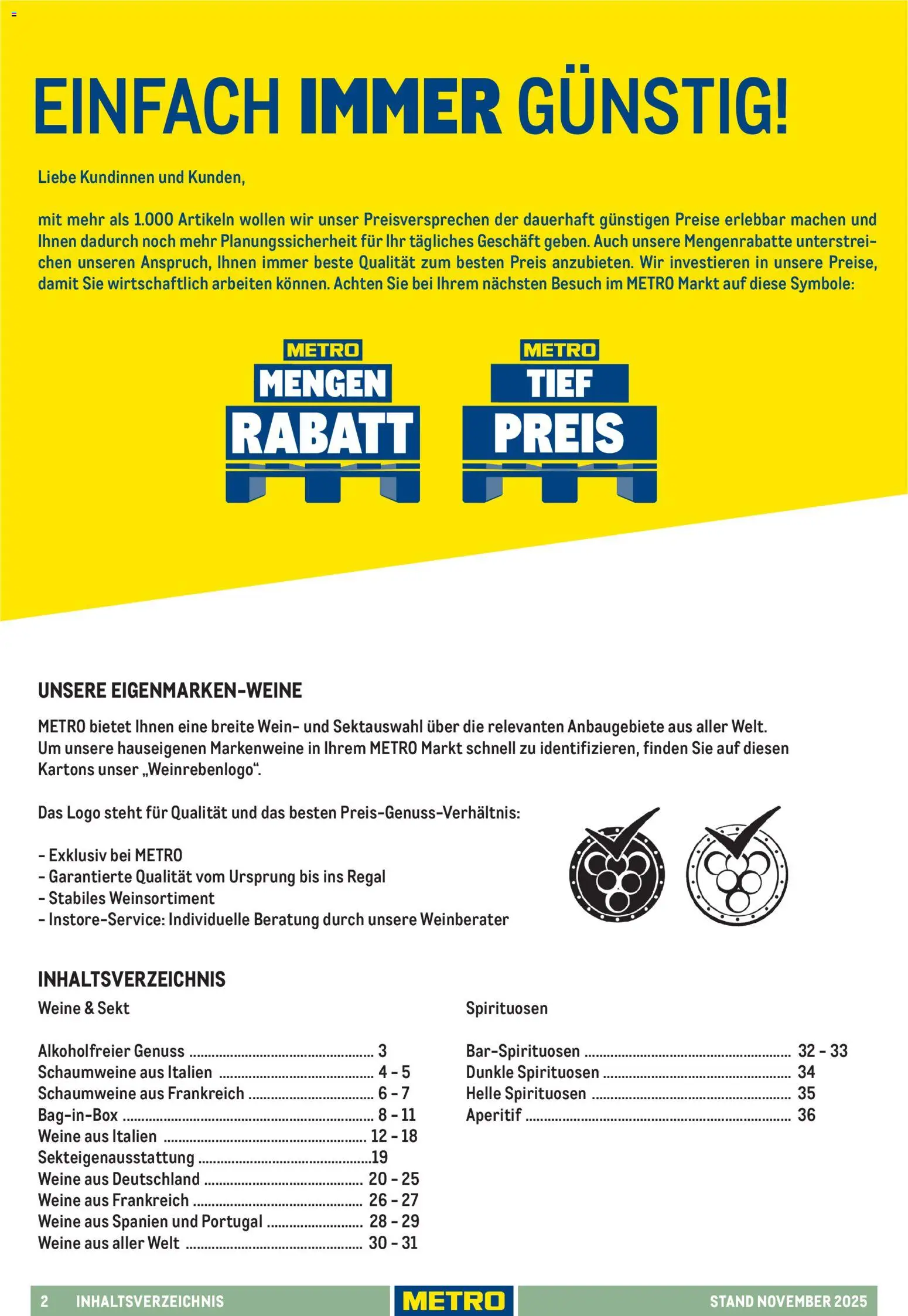 Metro - Hauswein-Katalog – gültig ab 12.11.2025 | Seite: 2 | Produkte: Regal, Sekt, Wein