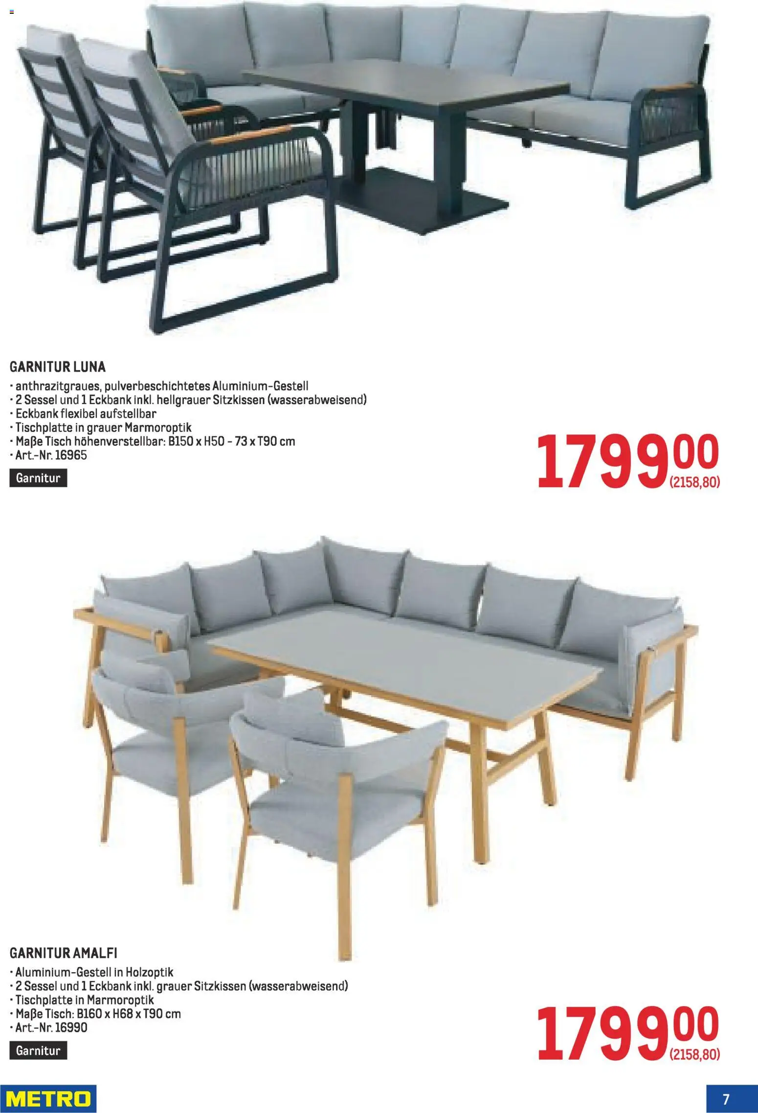 Metro Garten Online Spezial gültig ab 19.02.2026 | Seite: 7 | Produkte: Sessel, Tisch