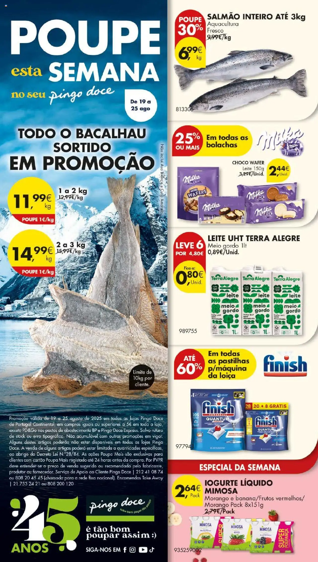 Pingo Doce folheto │ válido de 19.08.2025 | Página: 58 | Produtos: Bacalhau, Bolachas, Salmão, Leite