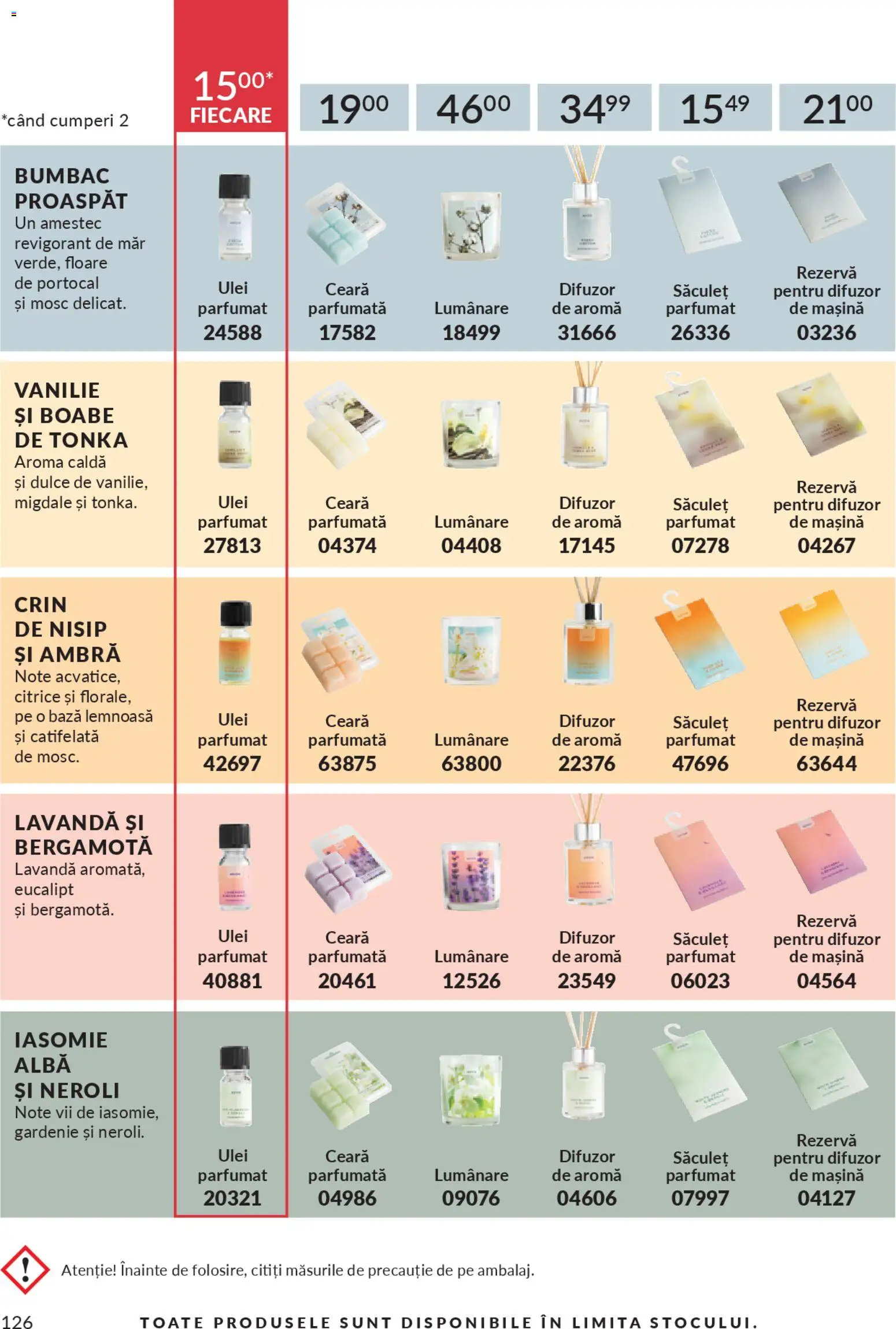 Noul catalog Avon – valabil de la 01.04.2026 | Pagină: 128 | Produse: Difuzor, Lumânare, Migdale, Ulei
