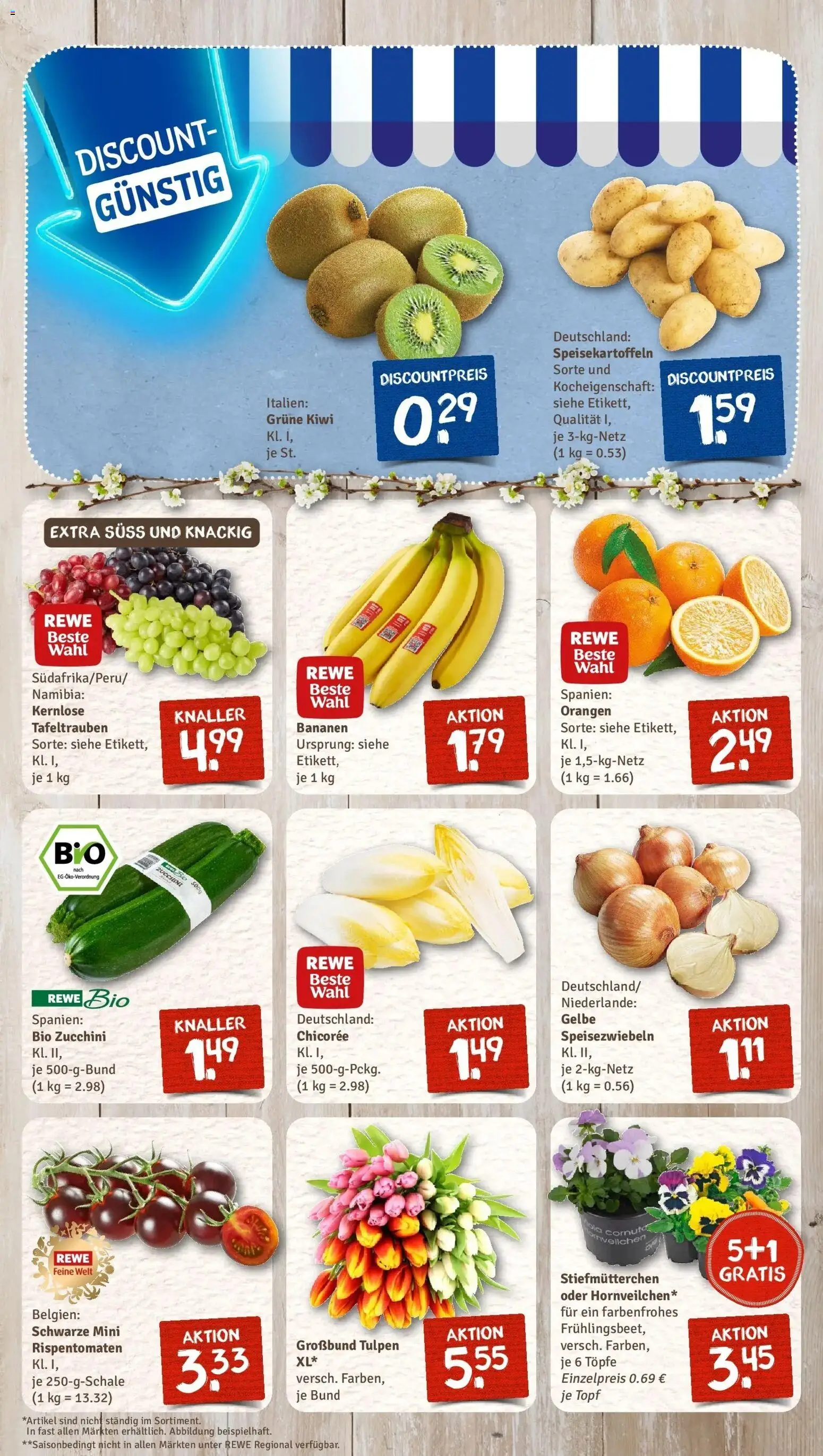 Rewe Prospekt Wunstorf / Luthe	 – gültig ab 15.03.2026 | Seite: 3 | Produkte: Stiefmutterchen, Bananen, Orangen, Zucchini