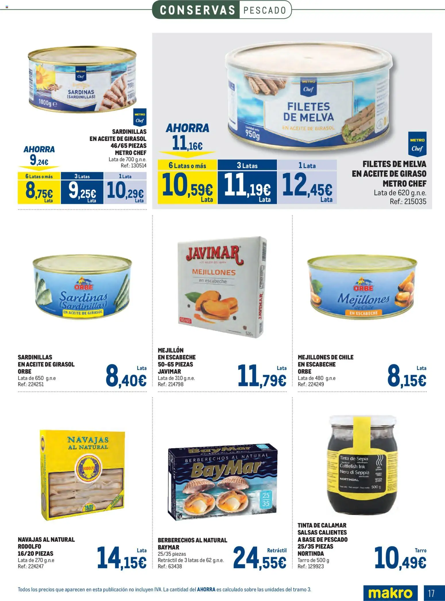 Makro - Especial Despensa Sur │ válido desde el 02.02.2026 | Página: 17 | Productos: Berberechos, Aceite, Pescado, Aceite de girasol