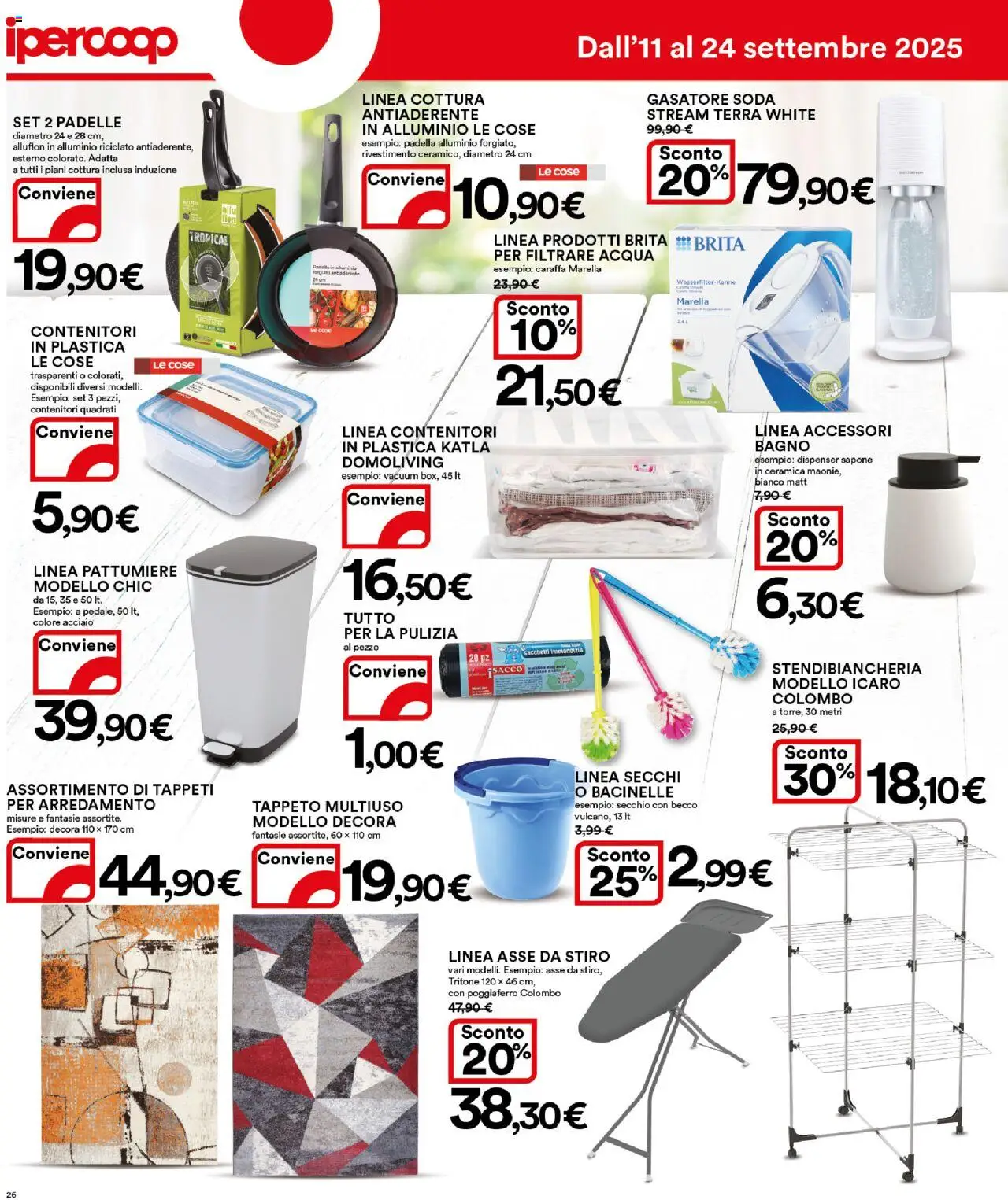 Volantino Ipercoop del 11.09.2025 | Pagina: 26 | Prodotti: Caraffa, Gasatore, Acqua, Bagno