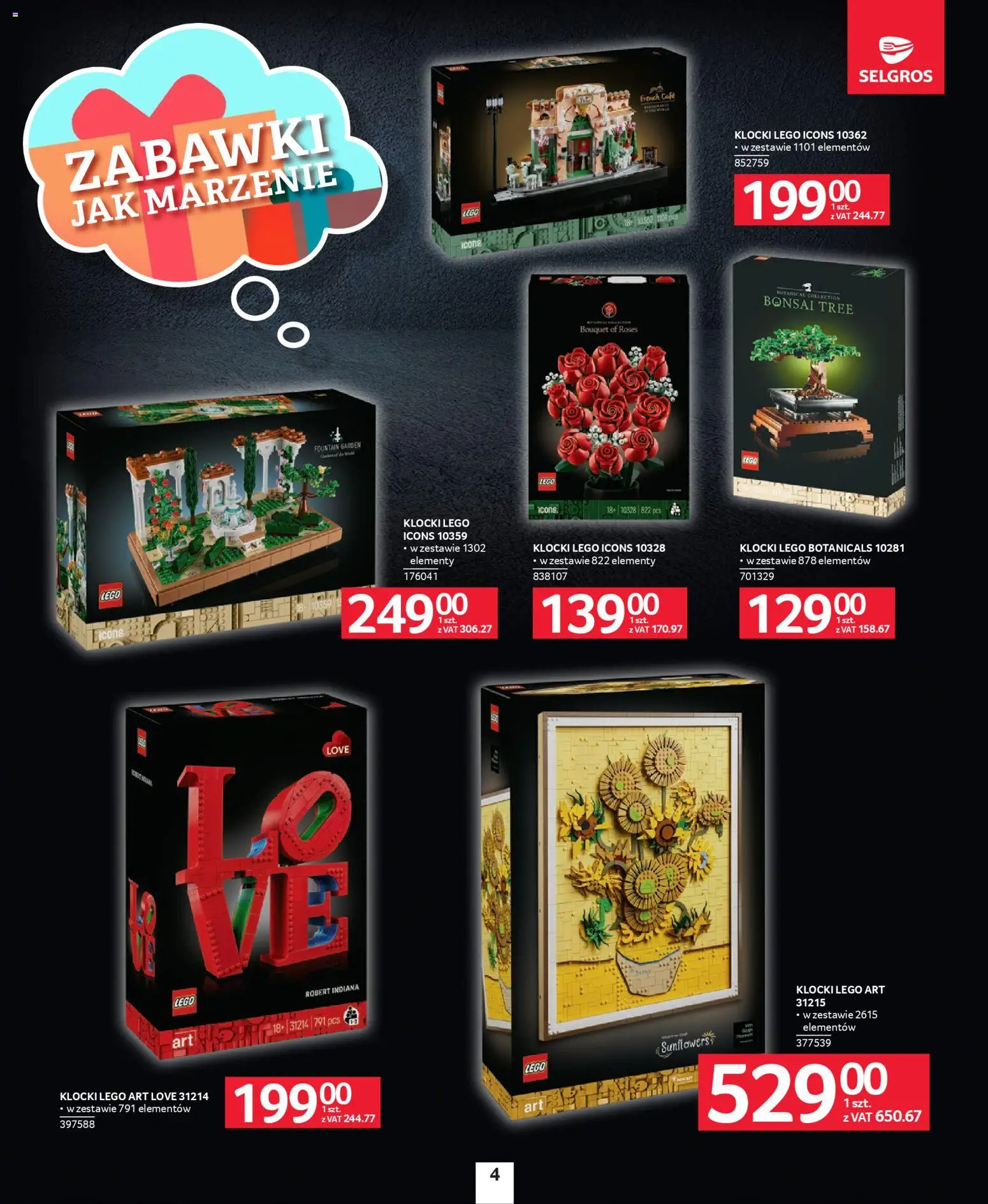 Selgros cash&carry Gazetka - Zabawki od 04.12.2025 | Strona: 4 | Produkty: Lego, Klocki Lego