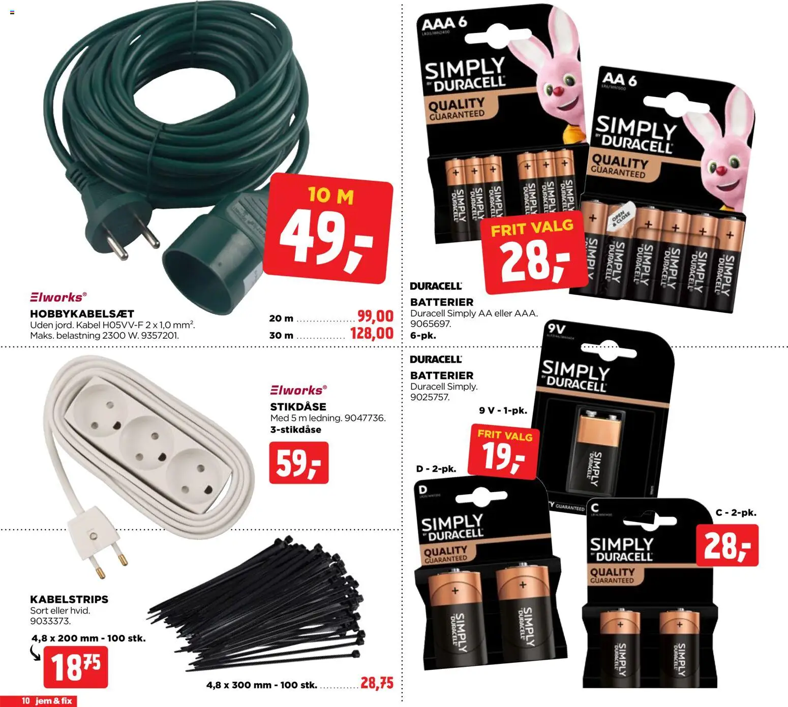 Jem & fix tilbudsavis – gyldig fra 30.11.2025 | Side: 10 | Produkter: Batterier, Kabel