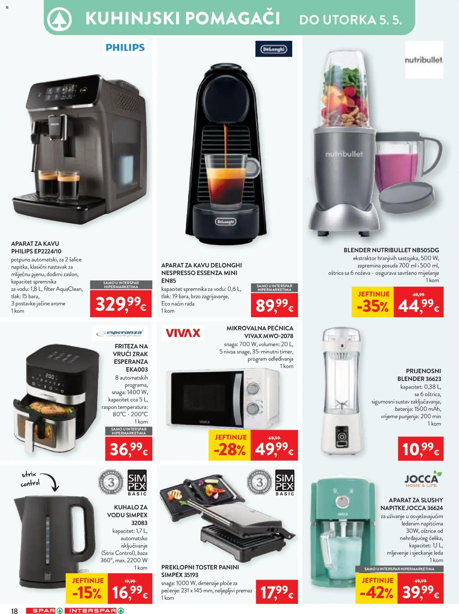 Spar katalog | vrijedi od 22.04.2026 | Stranica: 25 | Proizvodi: Aparat za kavu, Friteza, Baterija, Blender