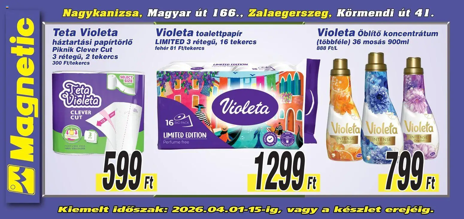 Magnetic akciós ujság - amely érvényes a következő dátumtól: 01.04.2026 | Oldal: 2 | Termékek: Papírtörlő, Öblítő