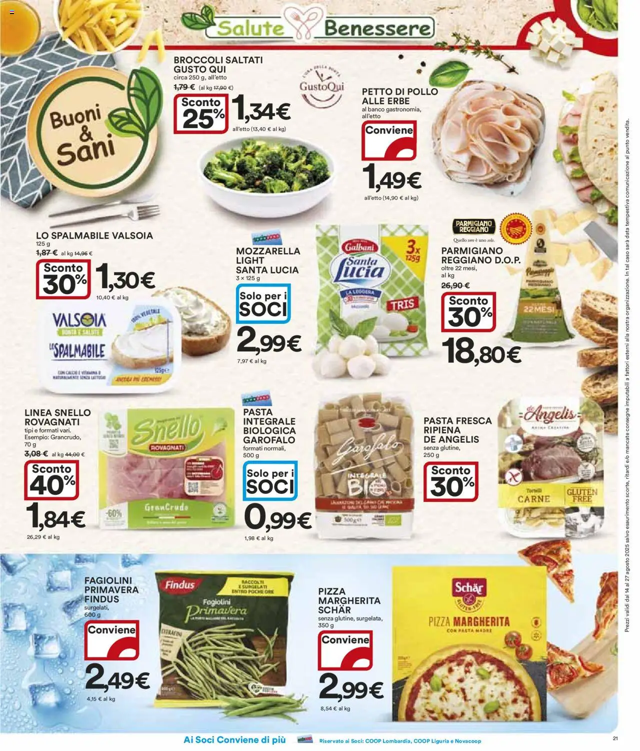 Volantino Ipercoop del 14.08.2025 | Pagina: 21 | Prodotti: Petto di Pollo, Data, Broccoli, Parmigiano