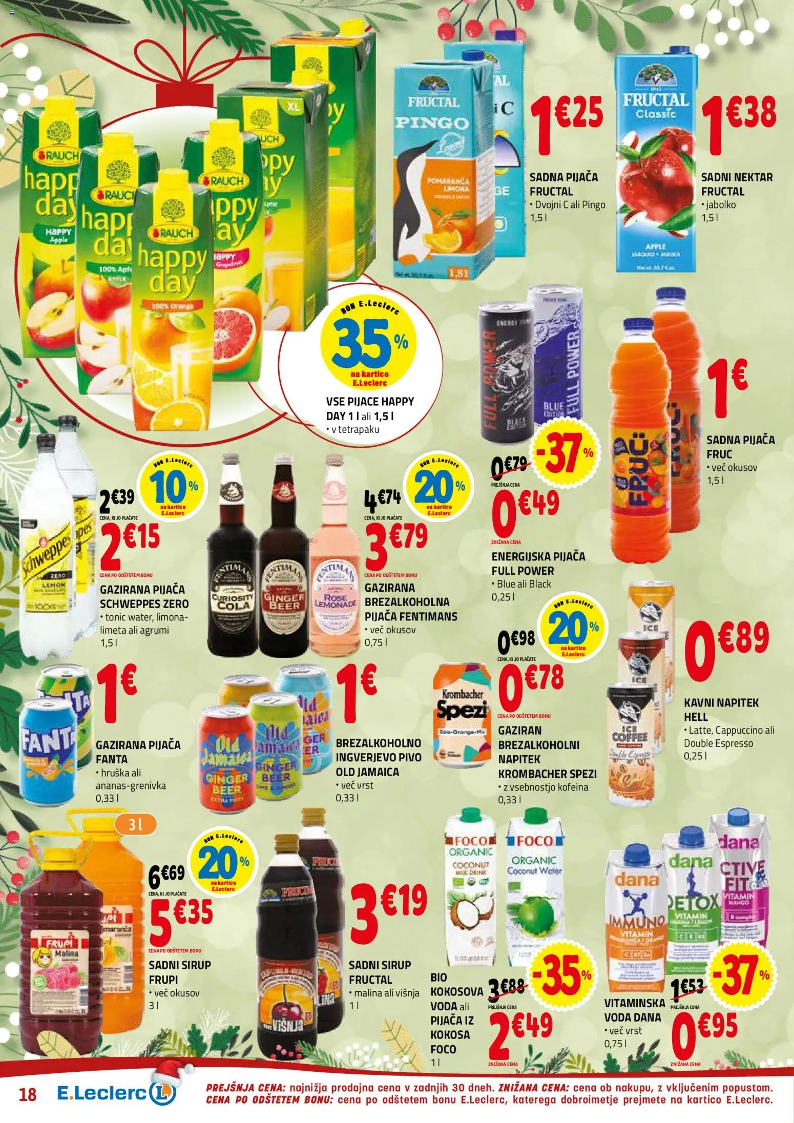 Novi E.leclerc katalog ponudbe – veljaven od 27.12.2025 | Stran: 18 | Izdelki: Sirup, Pivo, Voda, Limona