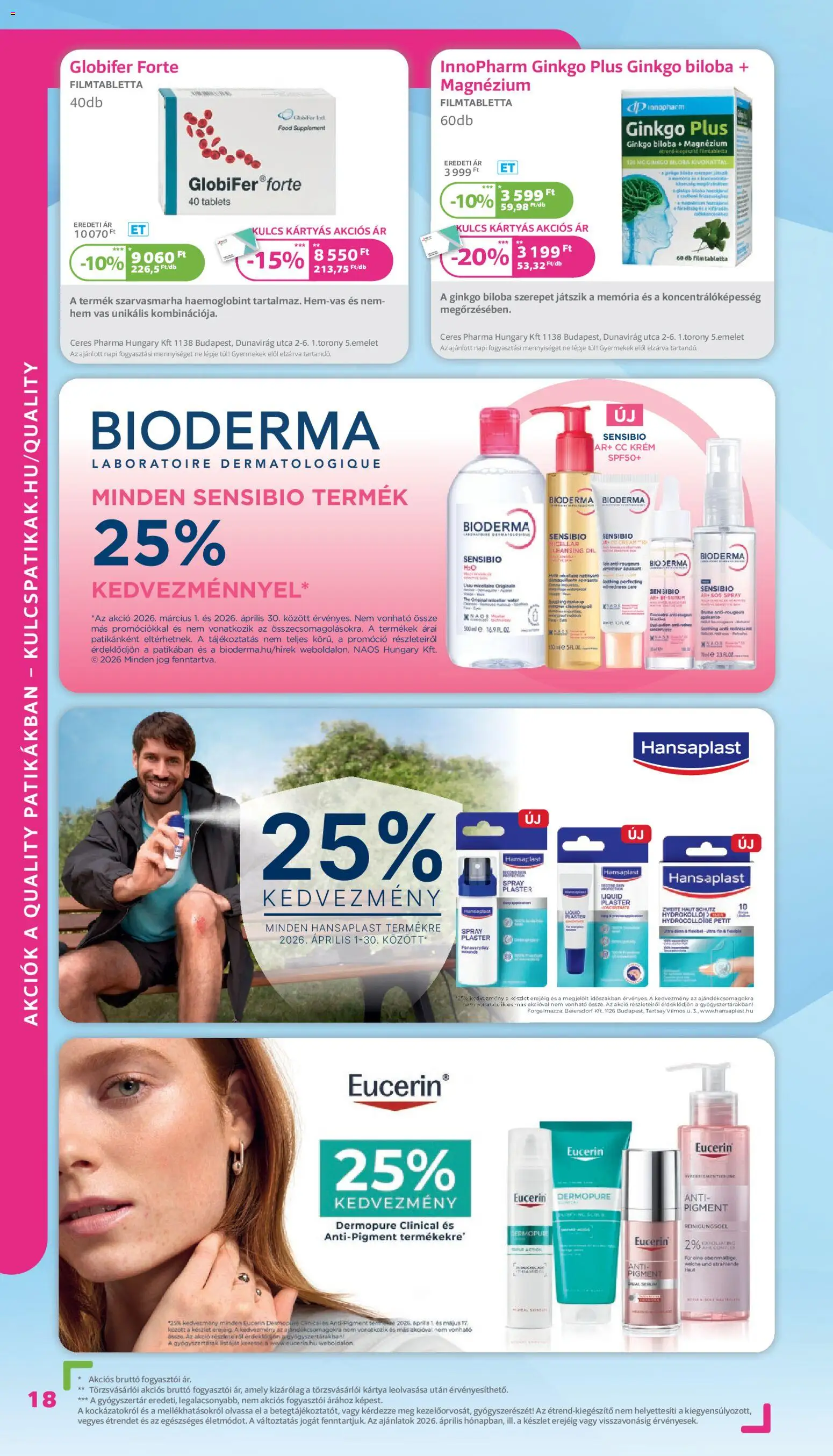 Kulcs Patika akciós ujság - amely érvényes a következő dátumtól: 01.04.2026 | Oldal: 18 | Termékek: Ginkgo biloba, CC krém