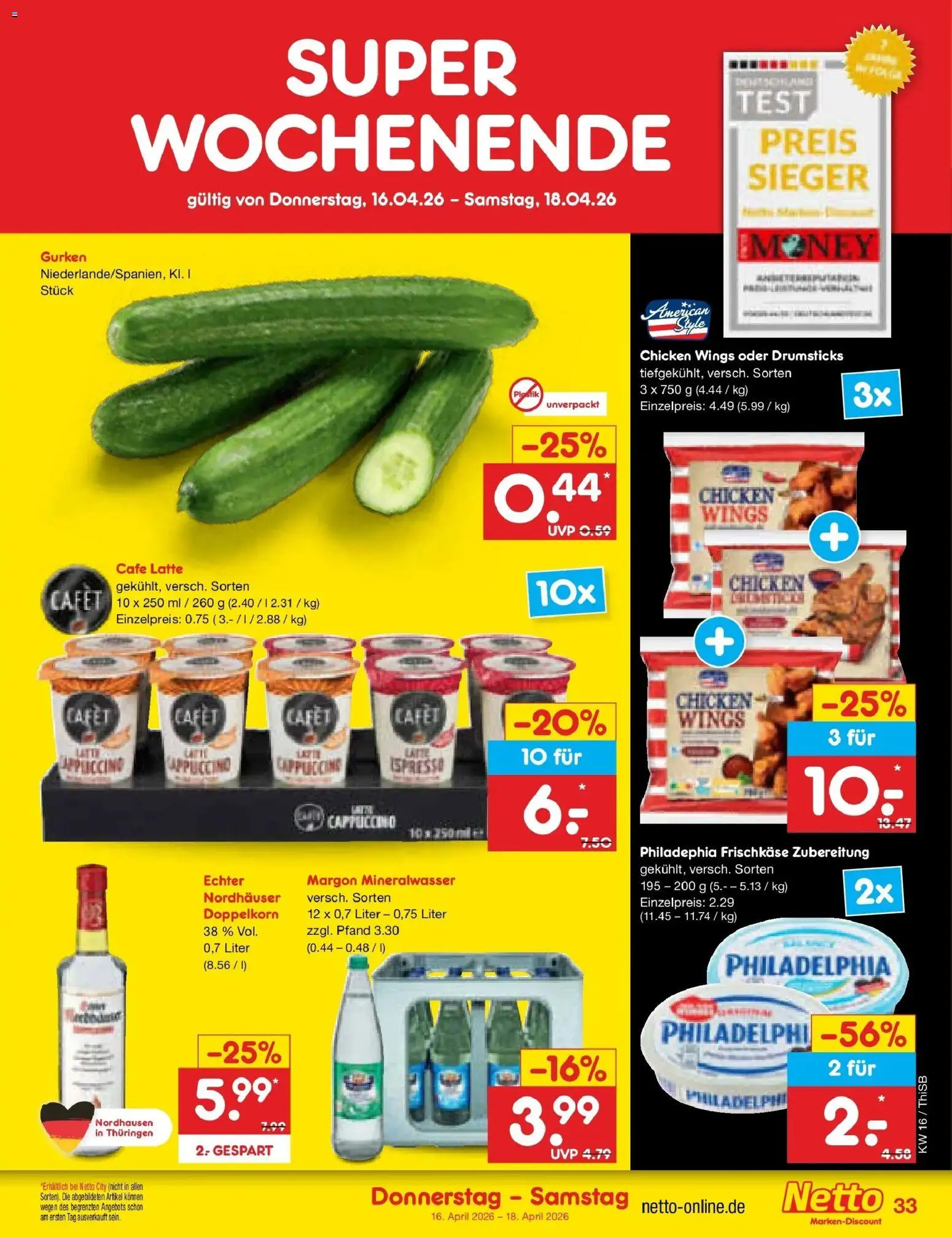 Netto Marken-Discount Prospekt Pirna	 – gültig ab 13.04.2026 | Seite: 55 | Produkte: Philadelphia, Mineralwasser, Gurken, Frischkase