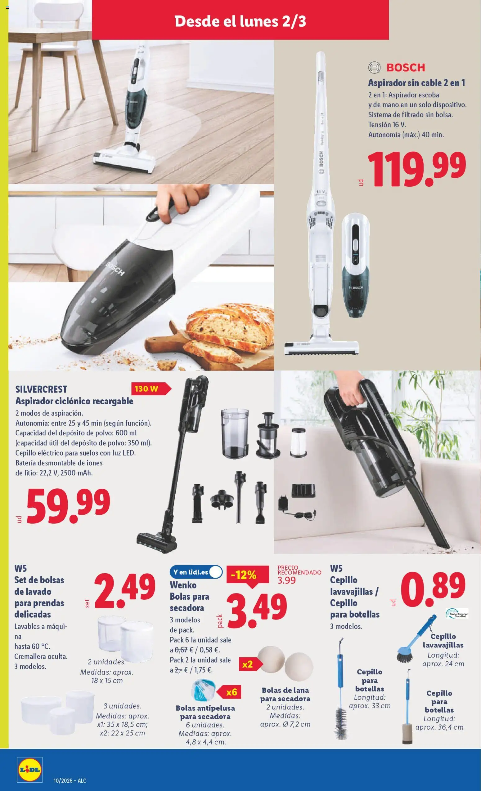 Lidl folleto de bazar │ válido desde el 02.03.2026 | Página: 10 | Productos: Escoba, Cable, Secadora, Aspirador
