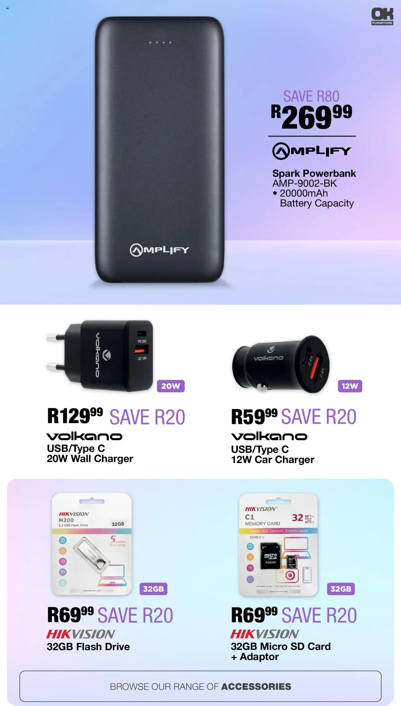New OK Furniture catalogue – valid from 15.09.2025 | Page: 18 | Products: Powerbank, Memory card, USB, Battery