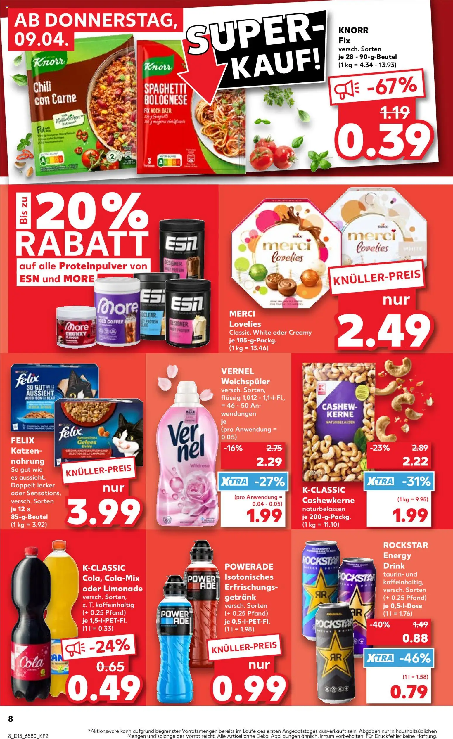 Kaufland Prospekt Hamburg	 – gültig ab 09.04.2026 | Seite: 8 | Produkte: Rockstar, Powerade, Chili, Vernel