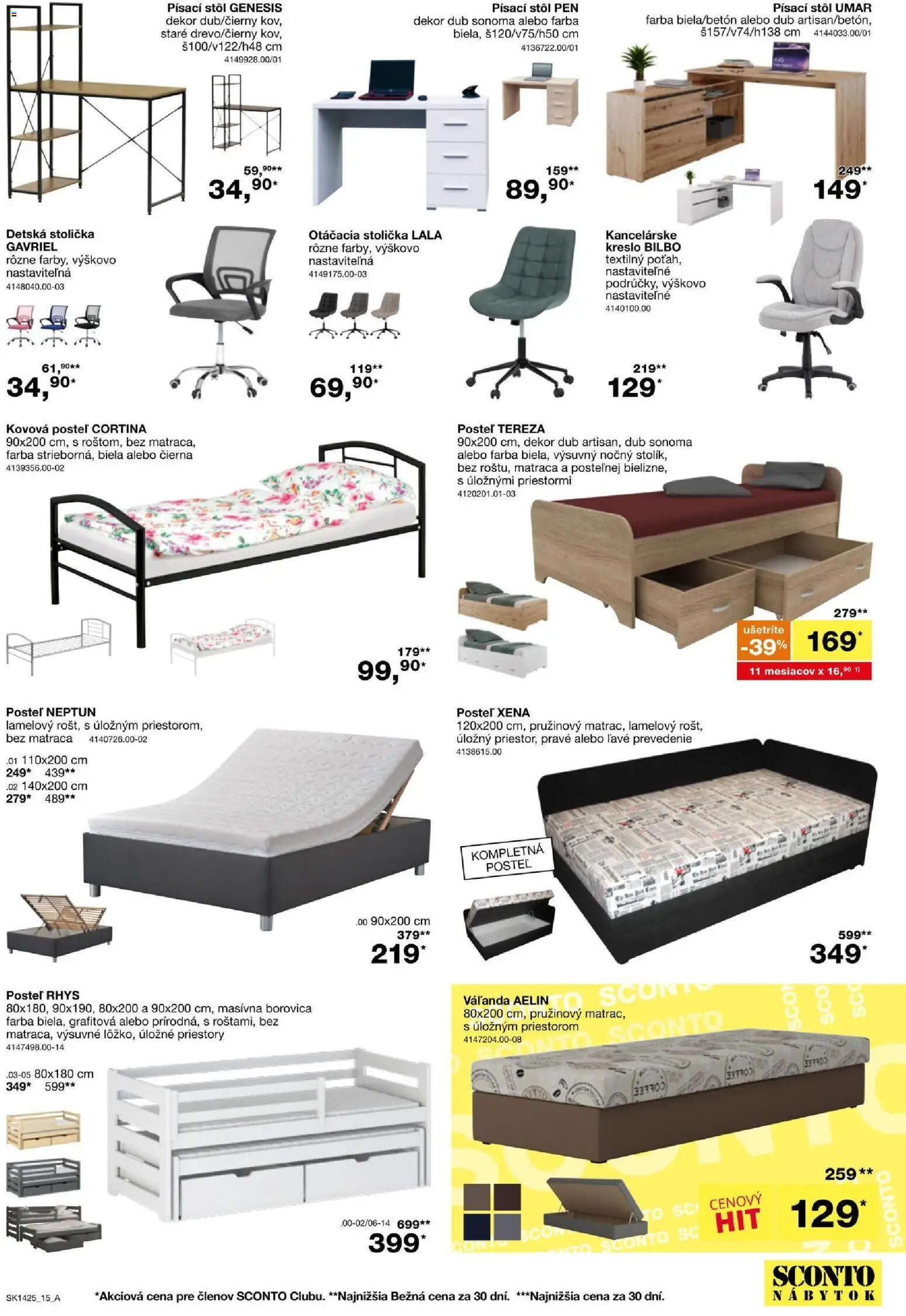 Nové Sconto nábytok akcie – leták je platný od 05.11.2025 | Strana: 15 | Produkty: Nábytok, Posteľ, Stôl, Kovová posteľ