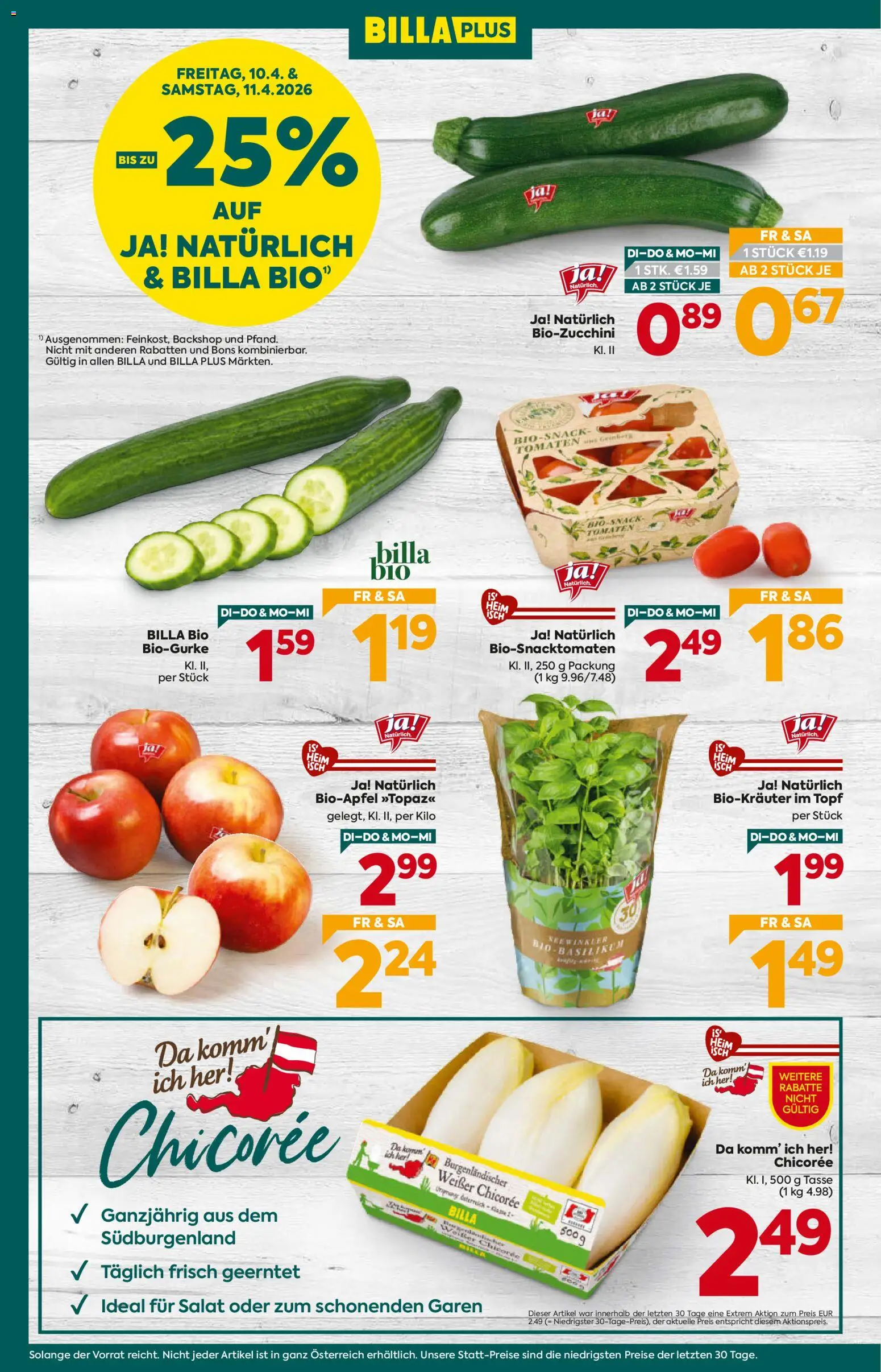 Billa Plus Flugblatt gültig ab 07.04.2026 | Seite: 4 | Produkte: Salat, Tomaten