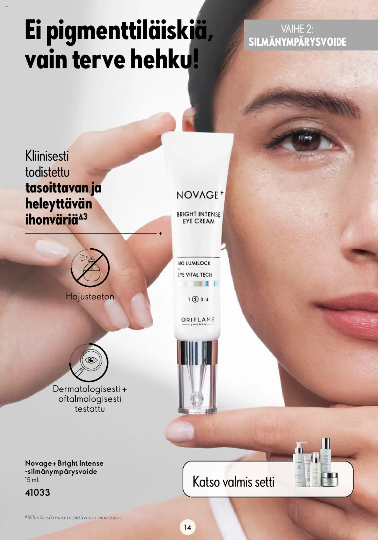 Oriflame Novage+ – voimassa 25.01.2024 alkaen | Sivu: 14 | Tuotteet: Silmänympärysvoide