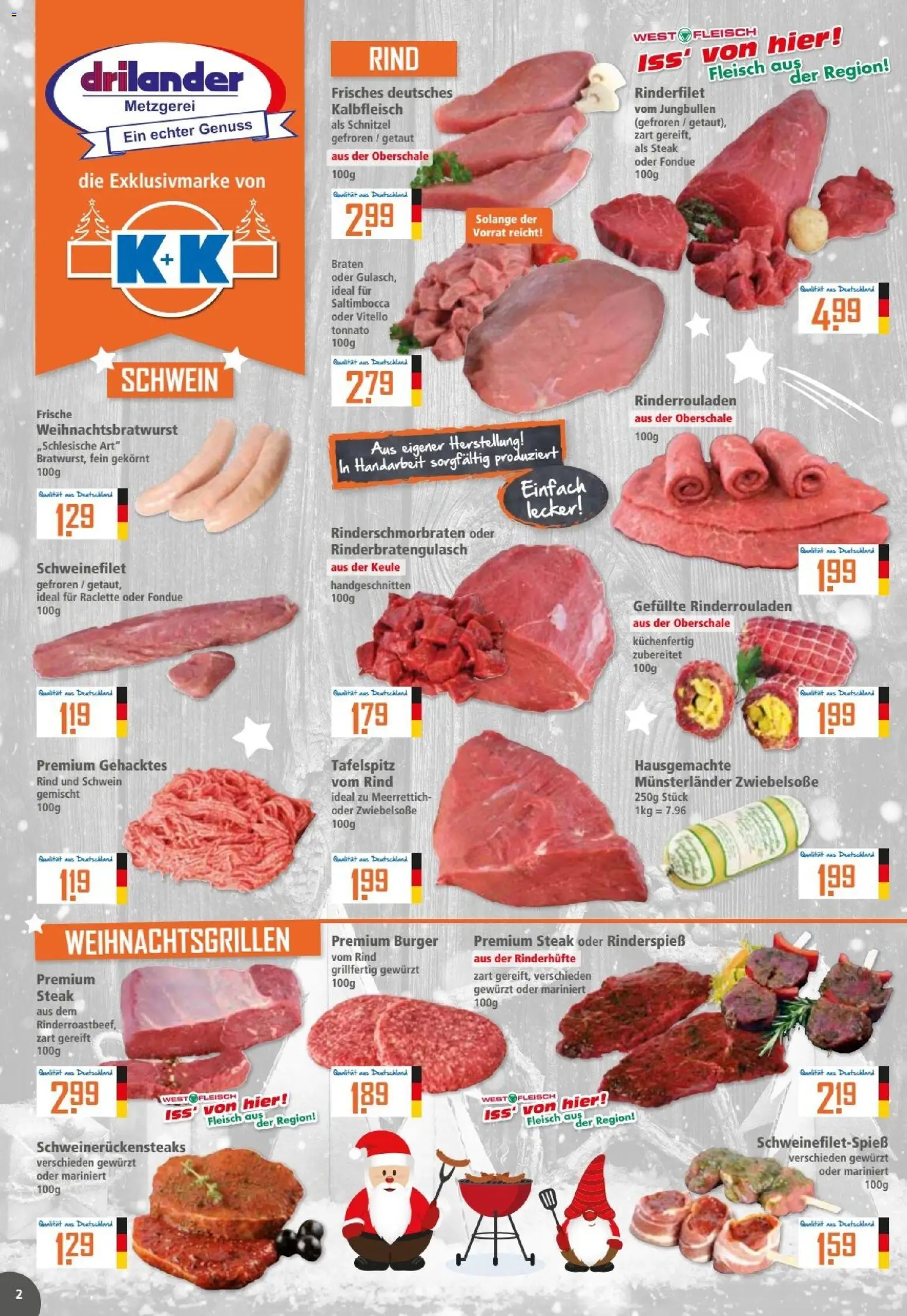 Klaas & Kock Prospekt – gültig ab 22.12.2025 | Seite: 2 | Produkte: Burger, Schnitzel, Raclette, Steak