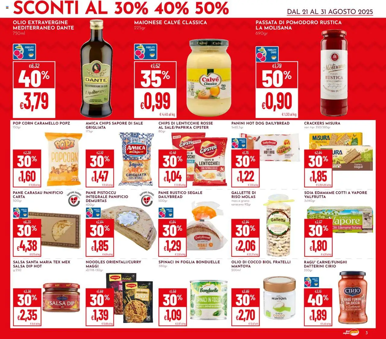Volantino Pan del 21.08.2025 | Pagina: 3 | Prodotti: Riso, Lenticchie, Passata di pomodoro, Pop corn