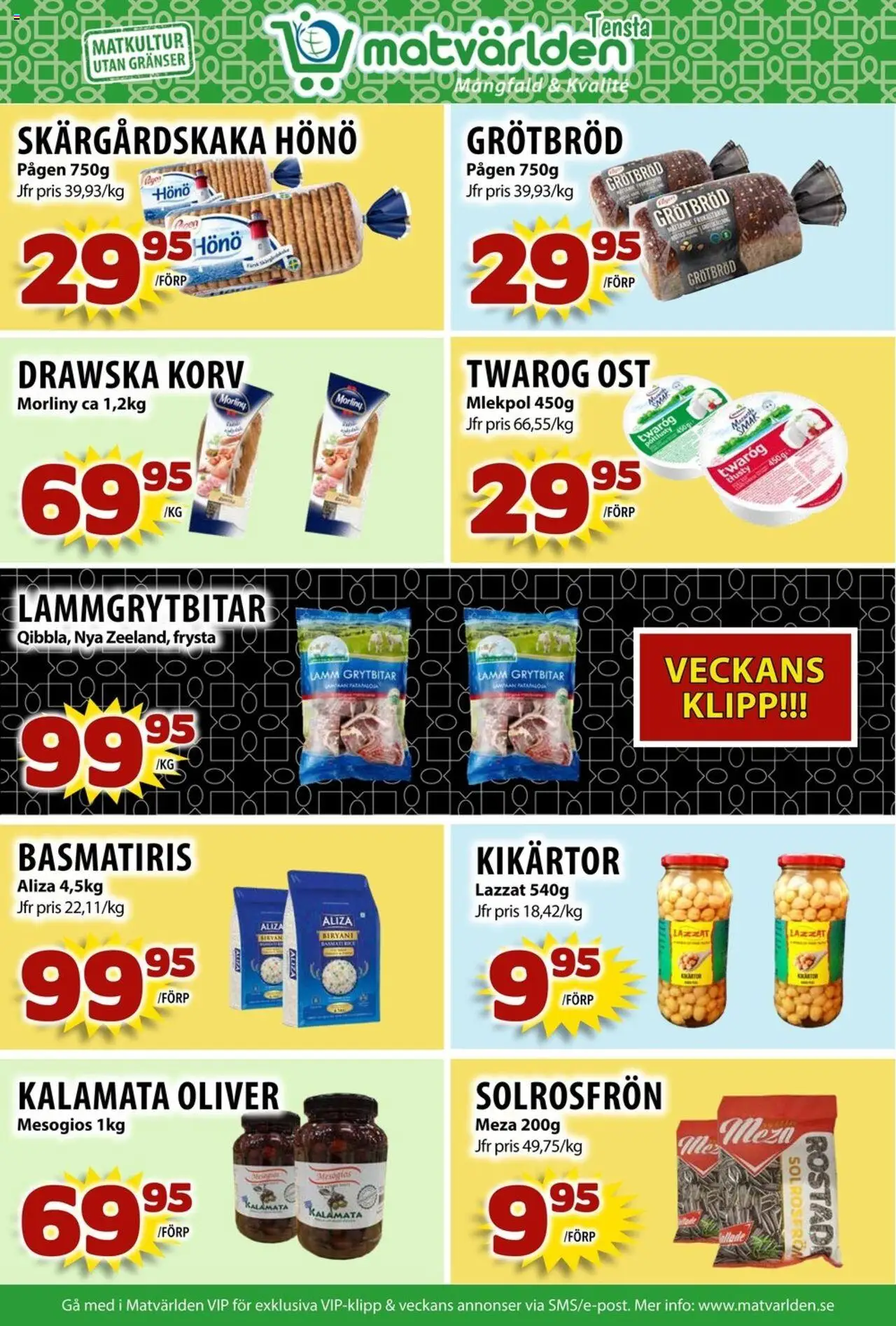 Matvärlden reklamblad aktuell från 11.08.2025 | Sida: 2 | Produkter: Oliver, Kikärtor, Ost