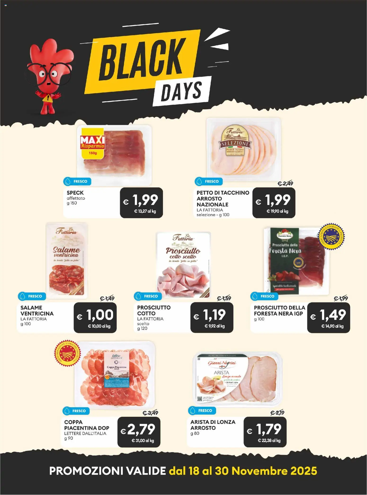 Volantino MD Discount del 18.11.2025 | Pagina: 3 | Prodotti: Arrosto, Salame, Tacchino, Prosciutto
