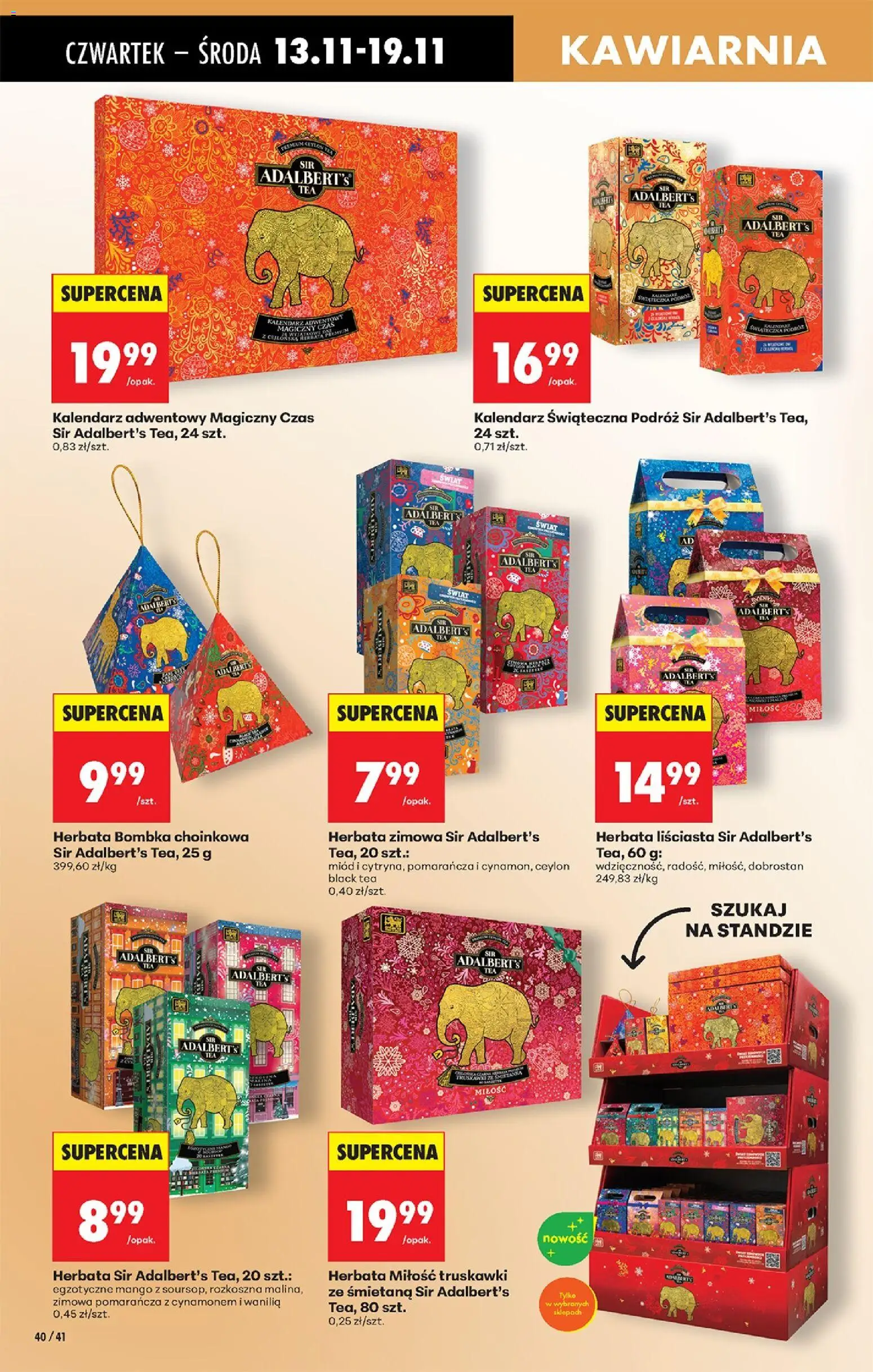 Biedronka gazetka - Oferta w tym tygodniu od 13.11.2025 | Strona: 60 | Produkty: Kalendarz, Herbata, Śmietana, Sir adalbert's tea