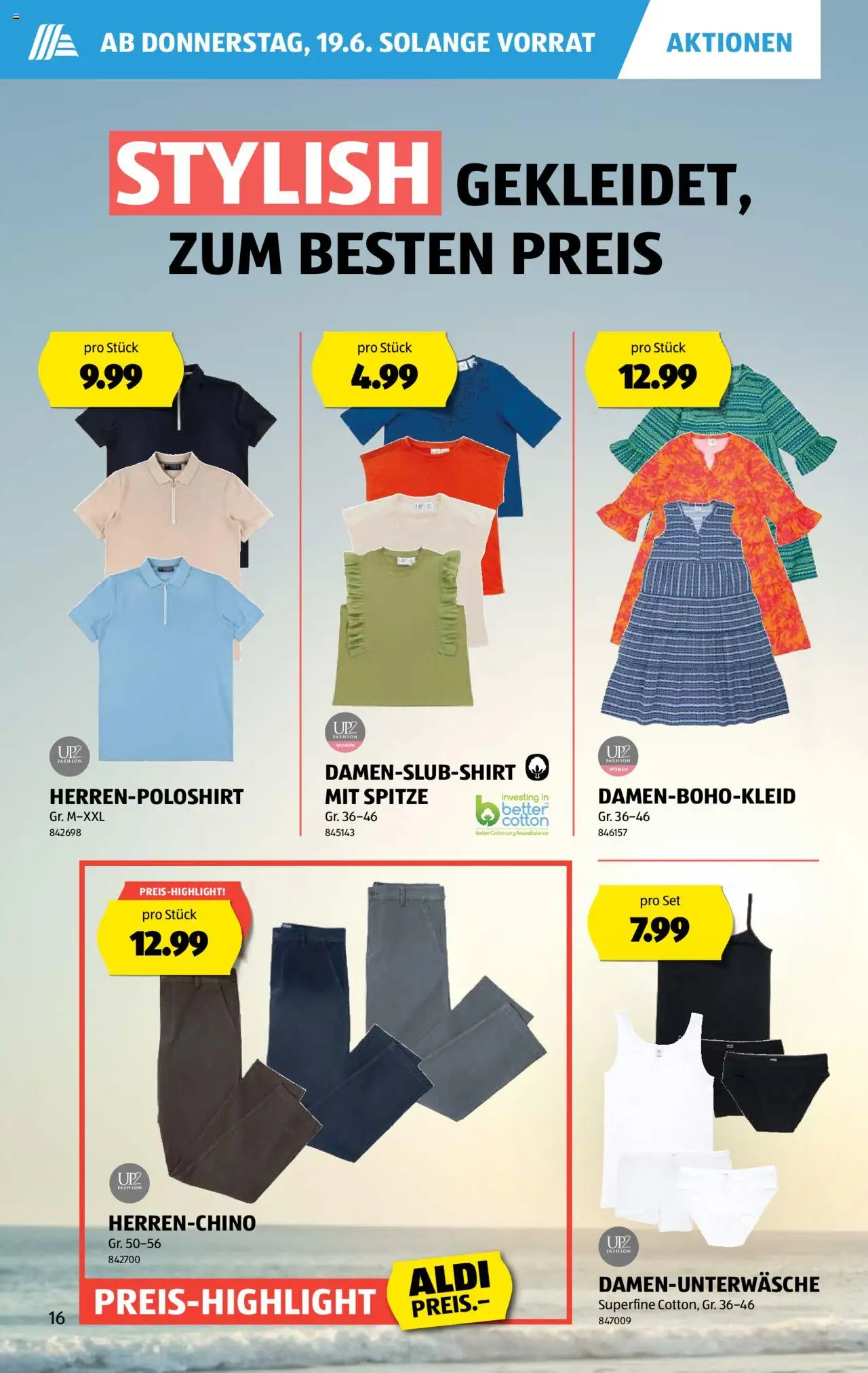 Aldi Aktionen ab 19.06.2025 | Seite: 16 | Produkte: Shirt, Chinos