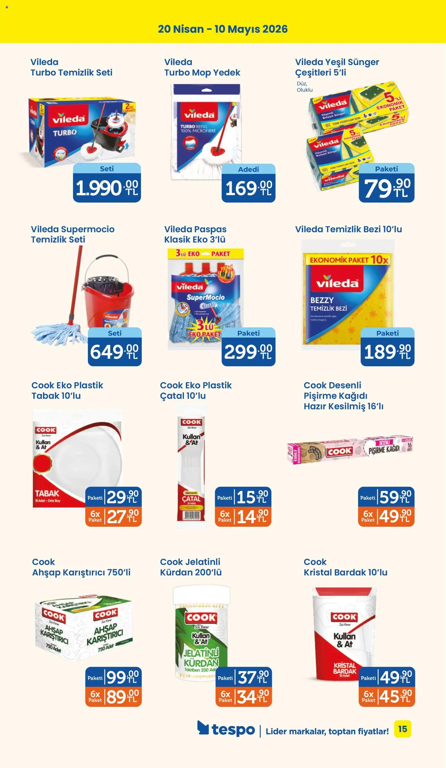 Tespo Katalog - 20.04.2026 tarihinden itibaren geçerlidir | Sayfa: 15 | Ürünler: Karıştırıcı, Çatal, Paspas, Zselatin