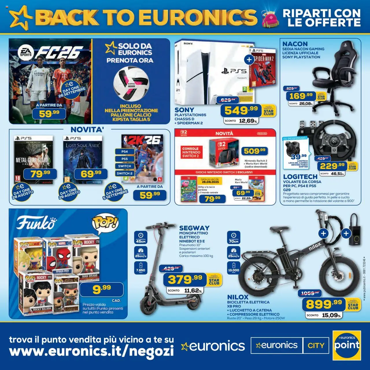 Volantino Euronics del 21.08.2025 | Pagina: 17 | Prodotti: Bicicletta, Tè, Data, Playstation