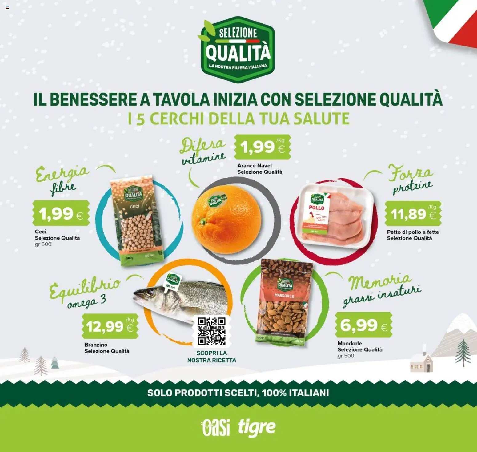 Volantino Oasi del 12.02.2026 | Pagina: 6 | Prodotti: Pollo, Arance, Ceci, Branzino