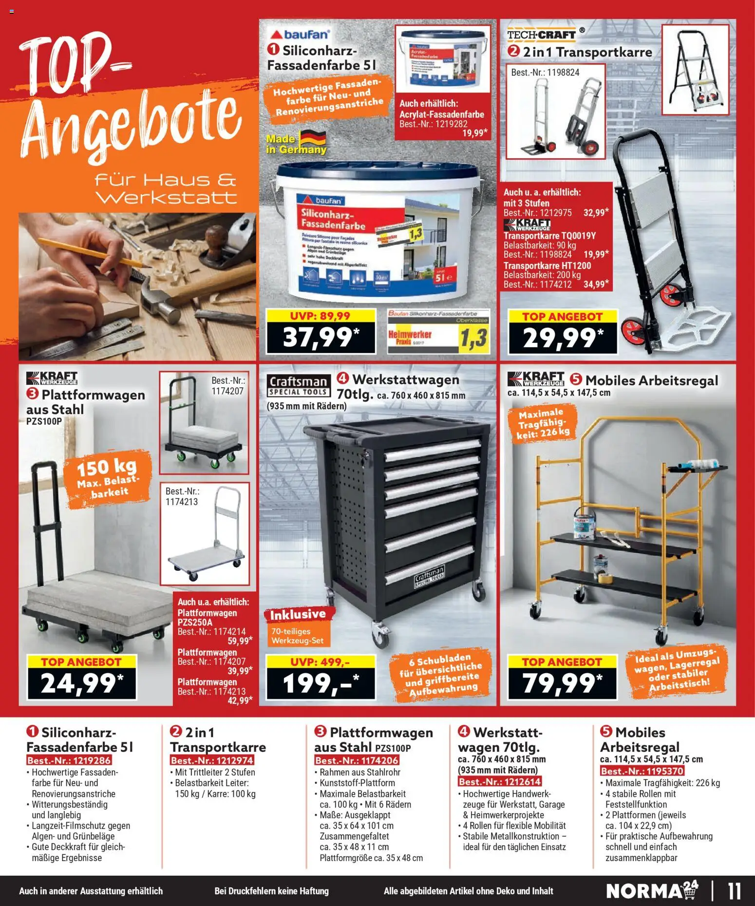 Norma Bestellmagazin April 2026 – gültig ab 01.04.2026 | Seite: 11 | Produkte: Top, Arbeitstisch