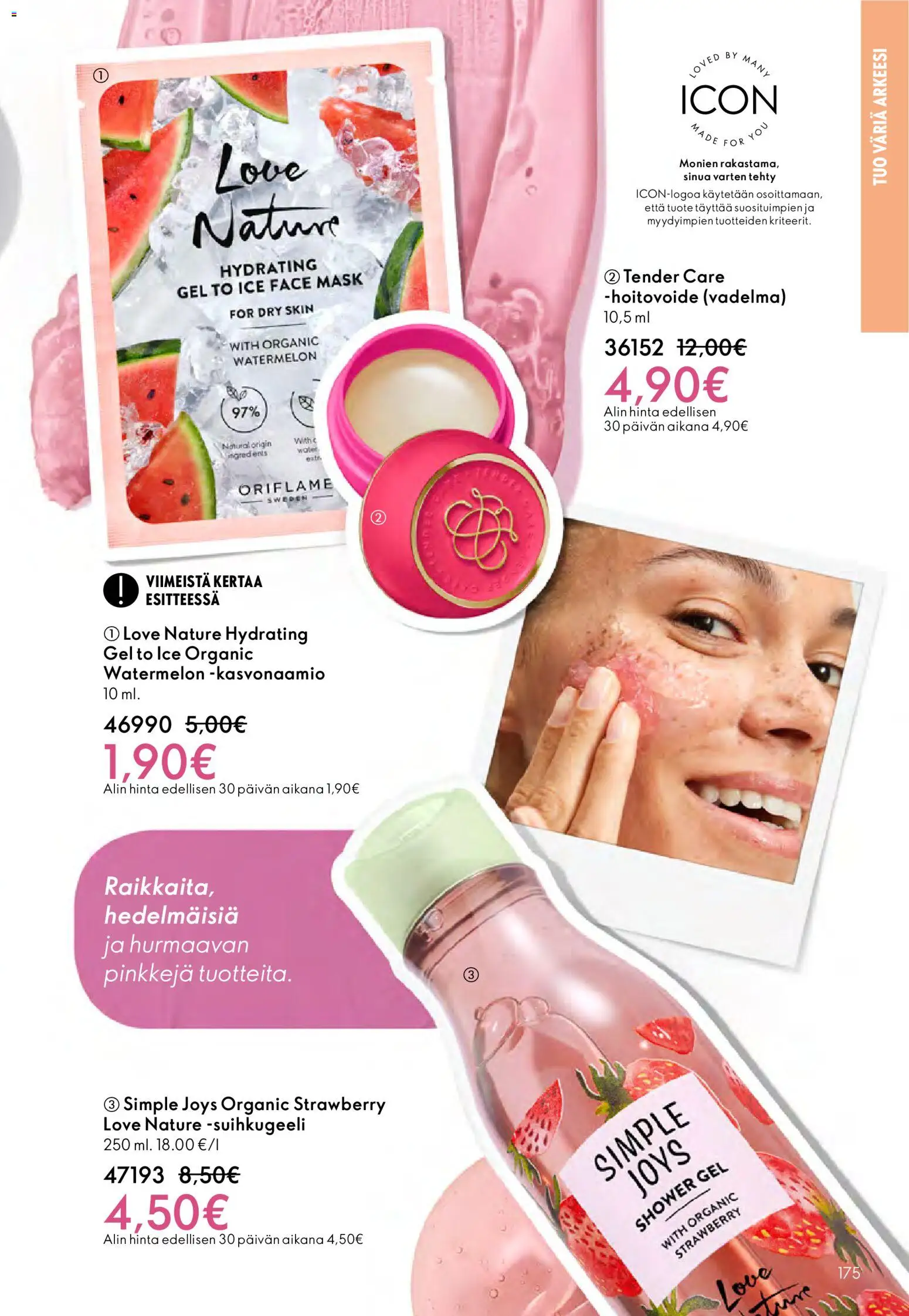 Oriflame - Esite 03 – voimassa 18.02.2026 alkaen | Sivu: 175 | Tuotteet: Vadelma, Suihkugeeli, Kasvonaamio