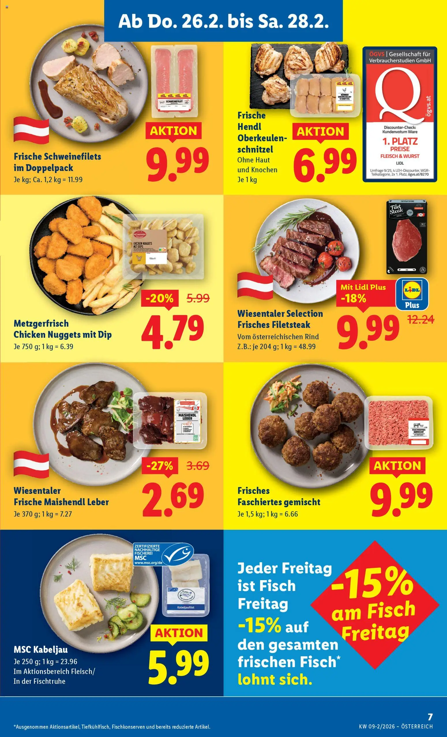 Lidl Flugblatt - Oberpullendorf, Güssing, Oberwart gültig ab 26.02.2026 | Seite: 9 | Produkte: Wurst, Fisch
