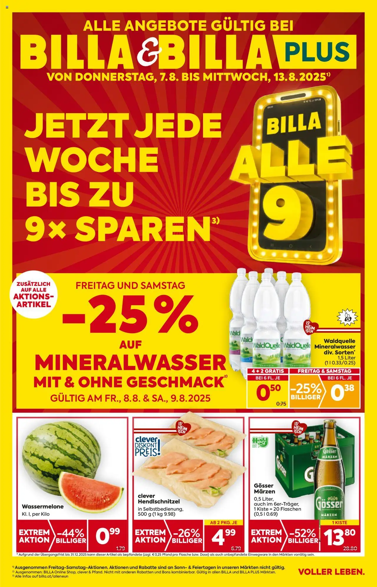Billa AT akciós ujság - amely érvényes a következő dátumtól: 07.08.2025 | Oldal: 1 | Termékek: Gösser, Tea