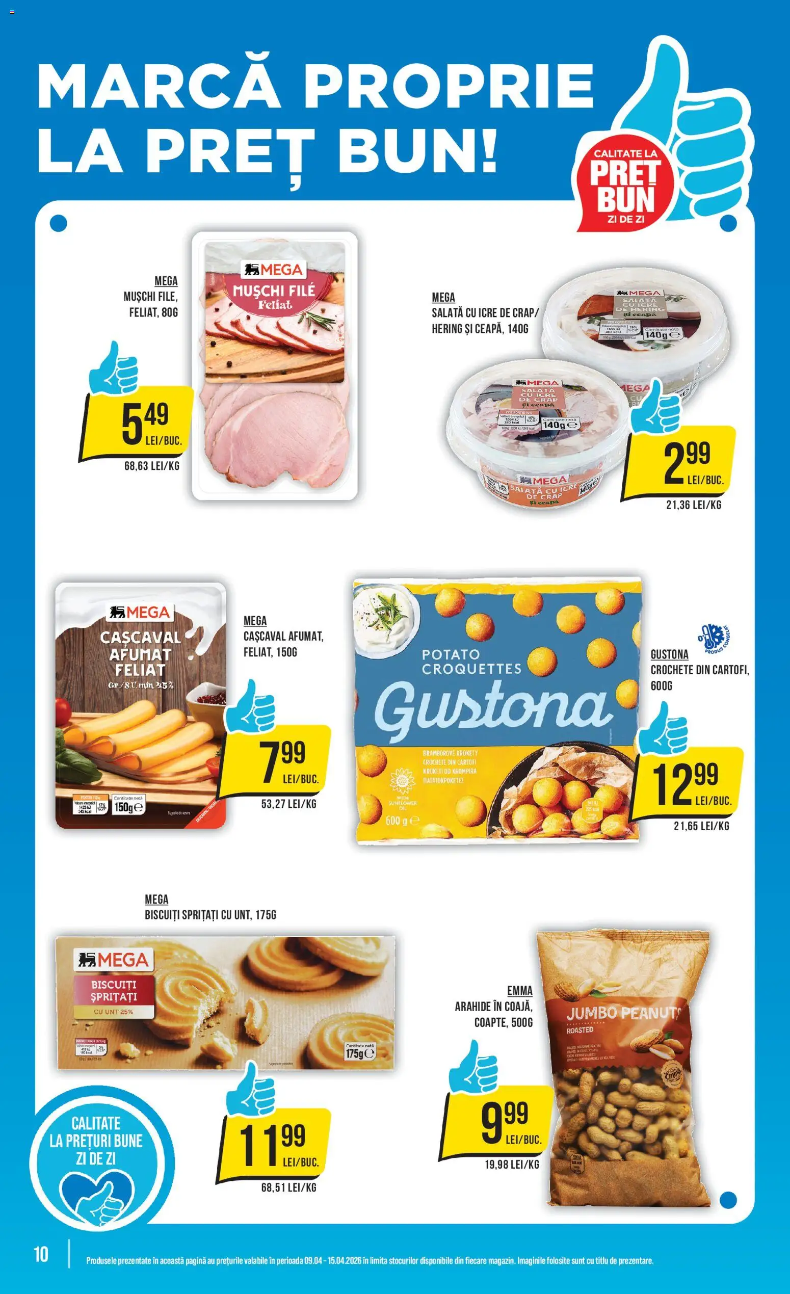 Noul catalog Mega Image – valabil de la 09.04.2026 | Pagină: 10 | Produse: Arahide, Unt, Salată, Ceapă