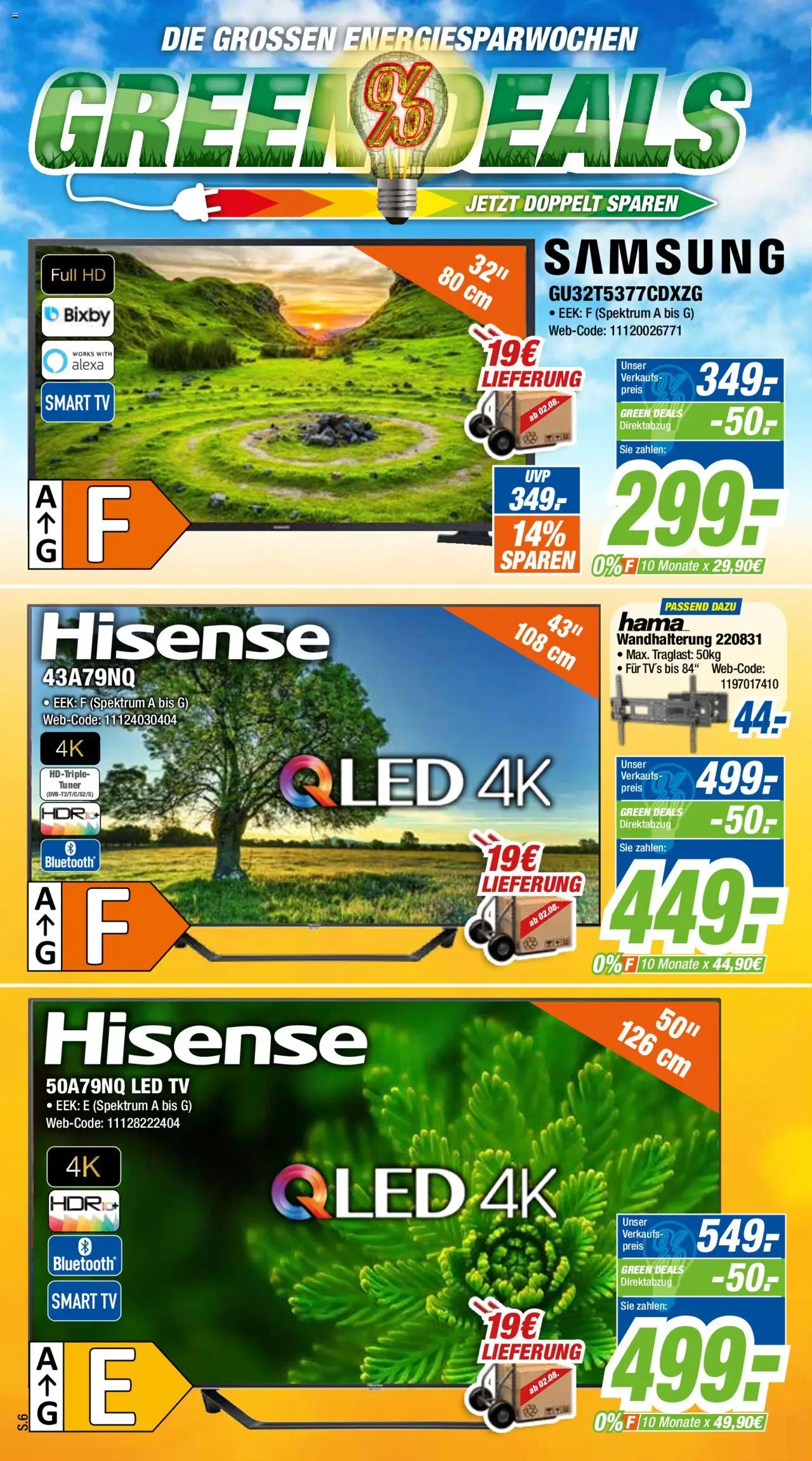 Expert Prospekt Grean Deals - gültig ab dem 01.08.2025 | Seite: 6 | Produkte: Hisense, Samsung, Smart TV, TV