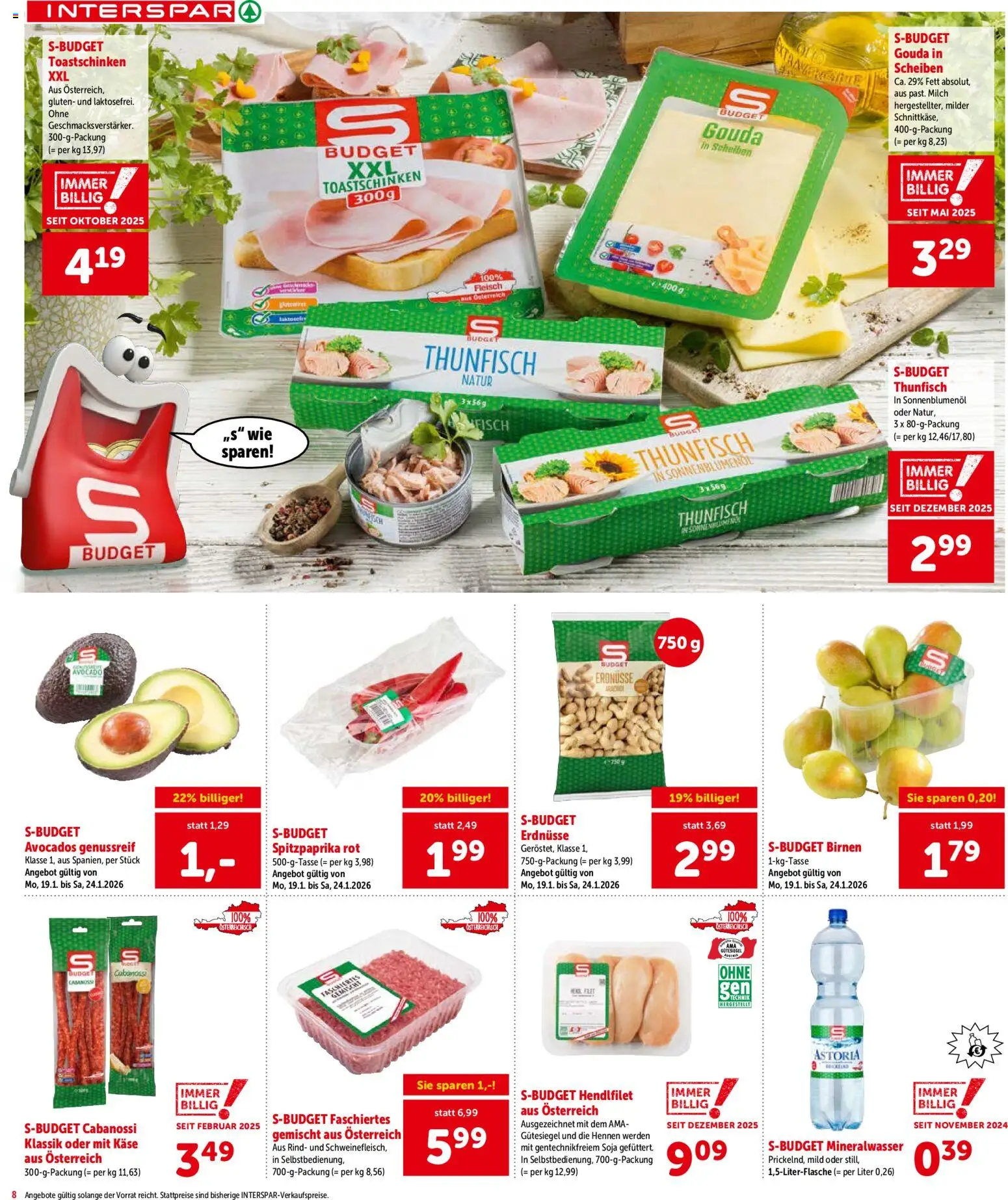 Interspar Flugblatt - Oberösterreich gültig ab 22.01.2026 | Seite: 8 | Produkte: Avocado, Папионка, Milch, Käse