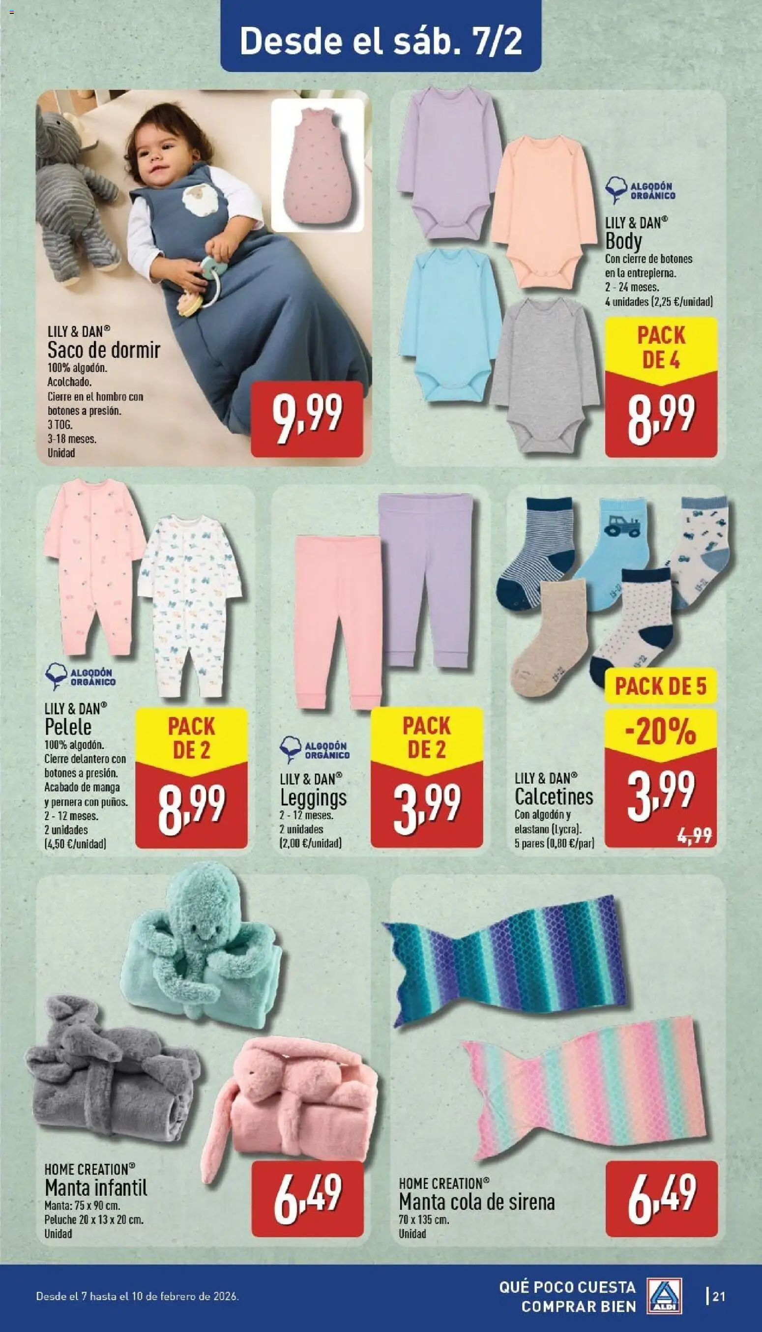Aldi folleto Baleares │ válido desde el 02.02.2026 | Página: 21 | Productos: Saco de dormir, Manta, Body