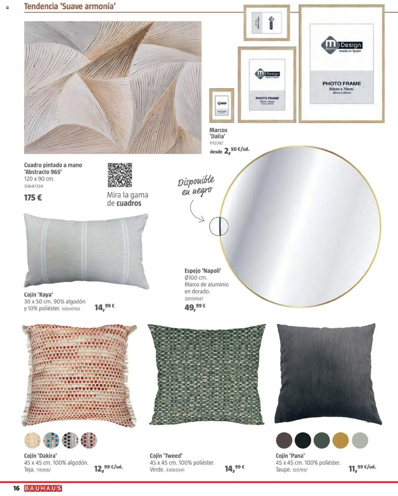 Bauhaus - Decoracion │ válido desde el 16.10.2025 | Página: 16 | Productos: Marco, Cojín, Espejo