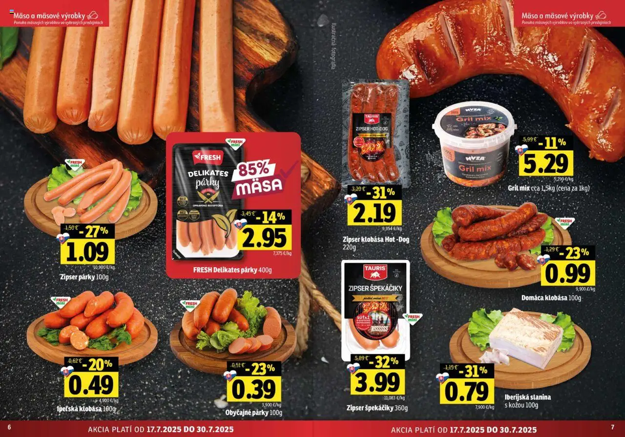 Fresh stredné a západné Slovensko │ platný od 17.07.2025 | Strana: 4 | Produkty: Gril, Slanina, Klobása