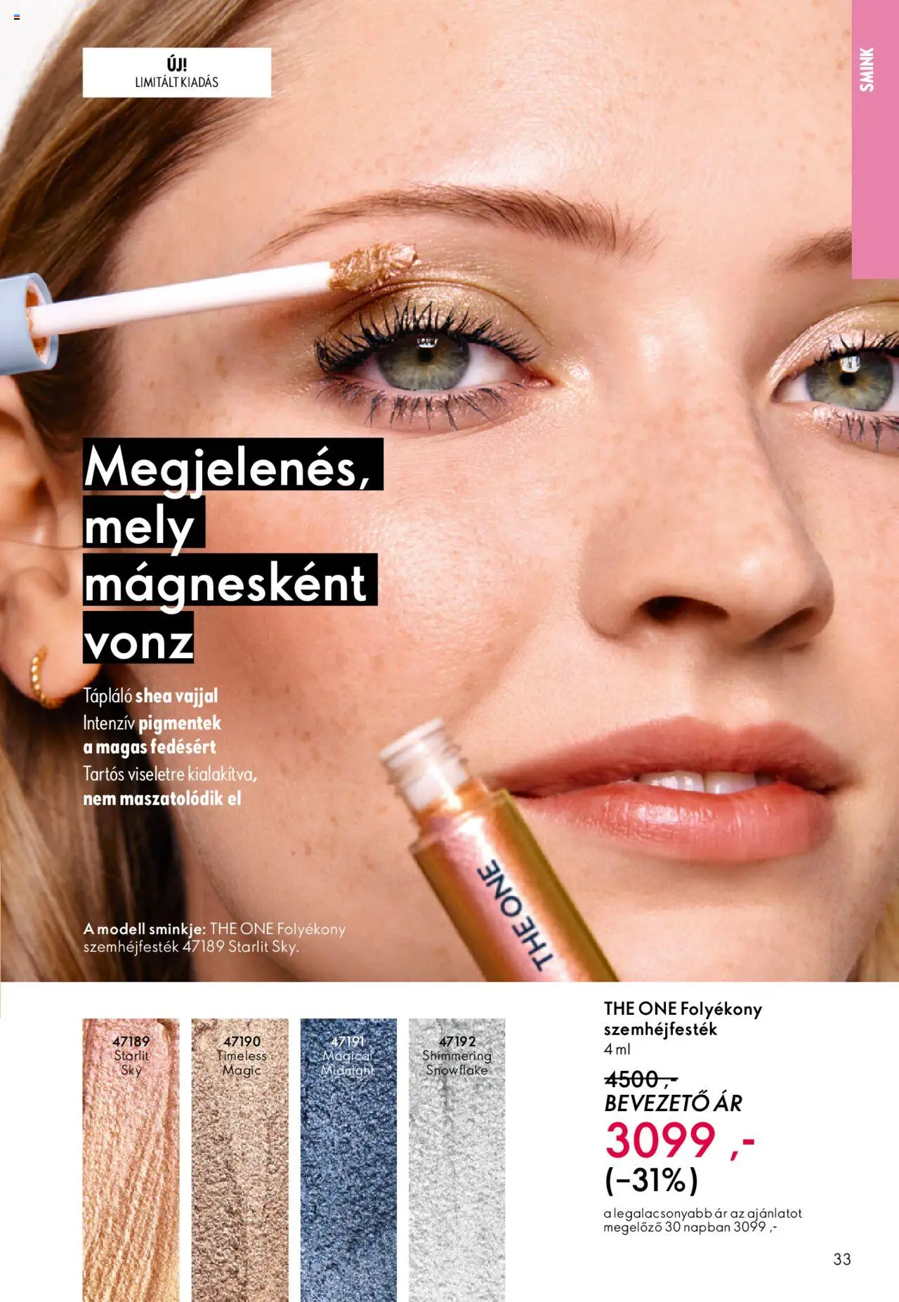 Oriflame akciós ujság - amely érvényes a következő dátumtól: 01.10.2025 | Oldal: 33 | Termékek: Smink, Szemhéjfesték
