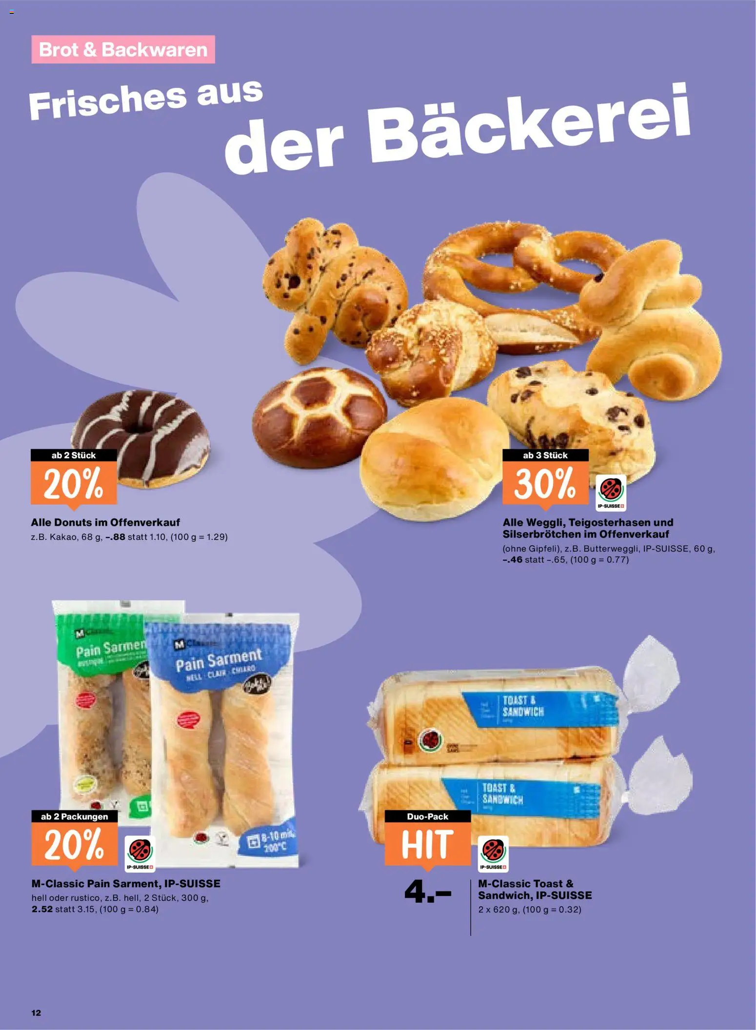 Migros aktionen – gültig ab 26.03.2026 | Seite: 12 | Produkte: Bäckerei, Donuts, Brot