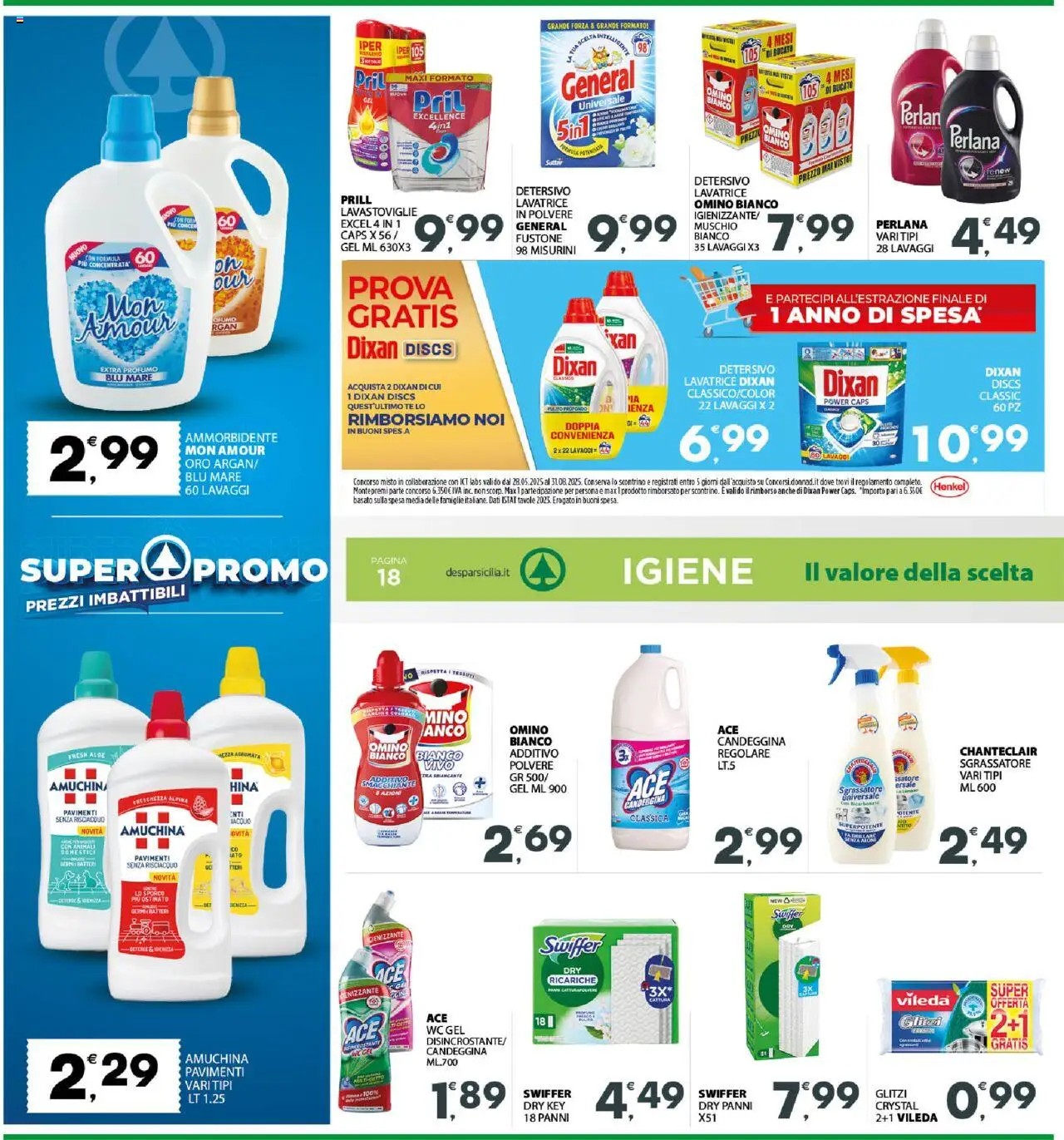 Volantino Interspar del 18.08.2025 | Pagina: 18 | Prodotti: Tè, Candeggina, Sgrassatore, Lavatrice