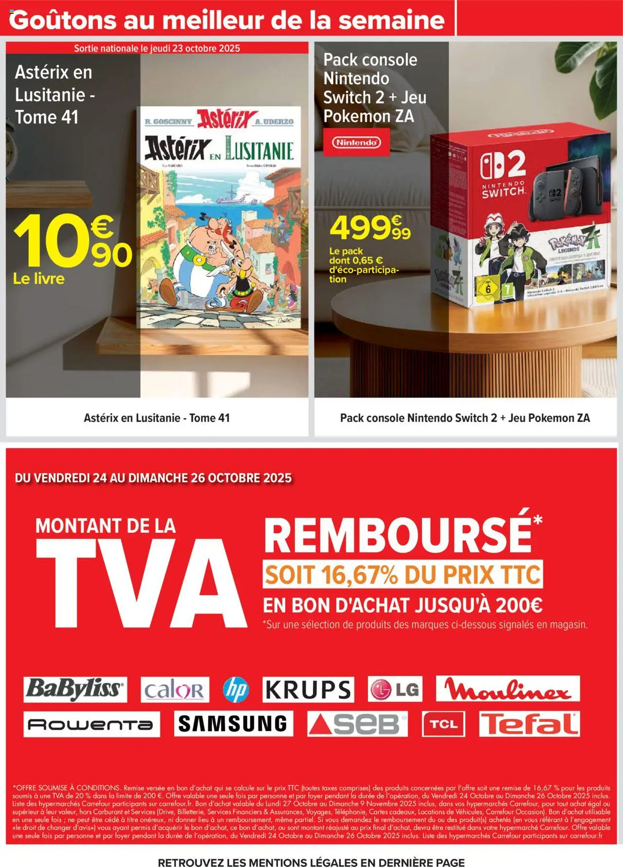 {H1} | Page: 72 | Produits: console Nintendo Switch, Krups, Tefal, Livre