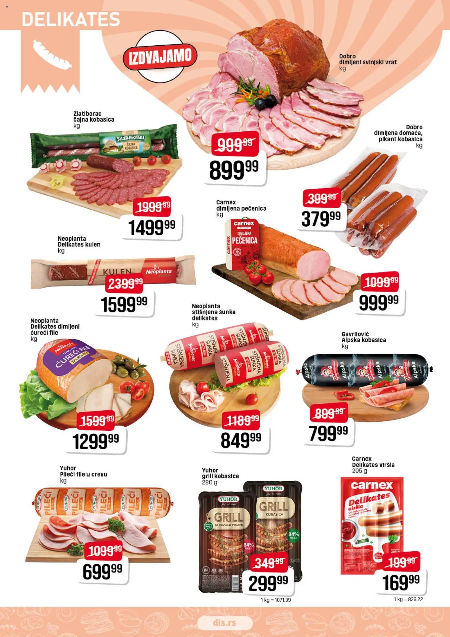 DIS katalog - važi od 09.04.2026 | Strana: 2 | Proizvode: Kulen, Pile, Ćureći file, Šunka